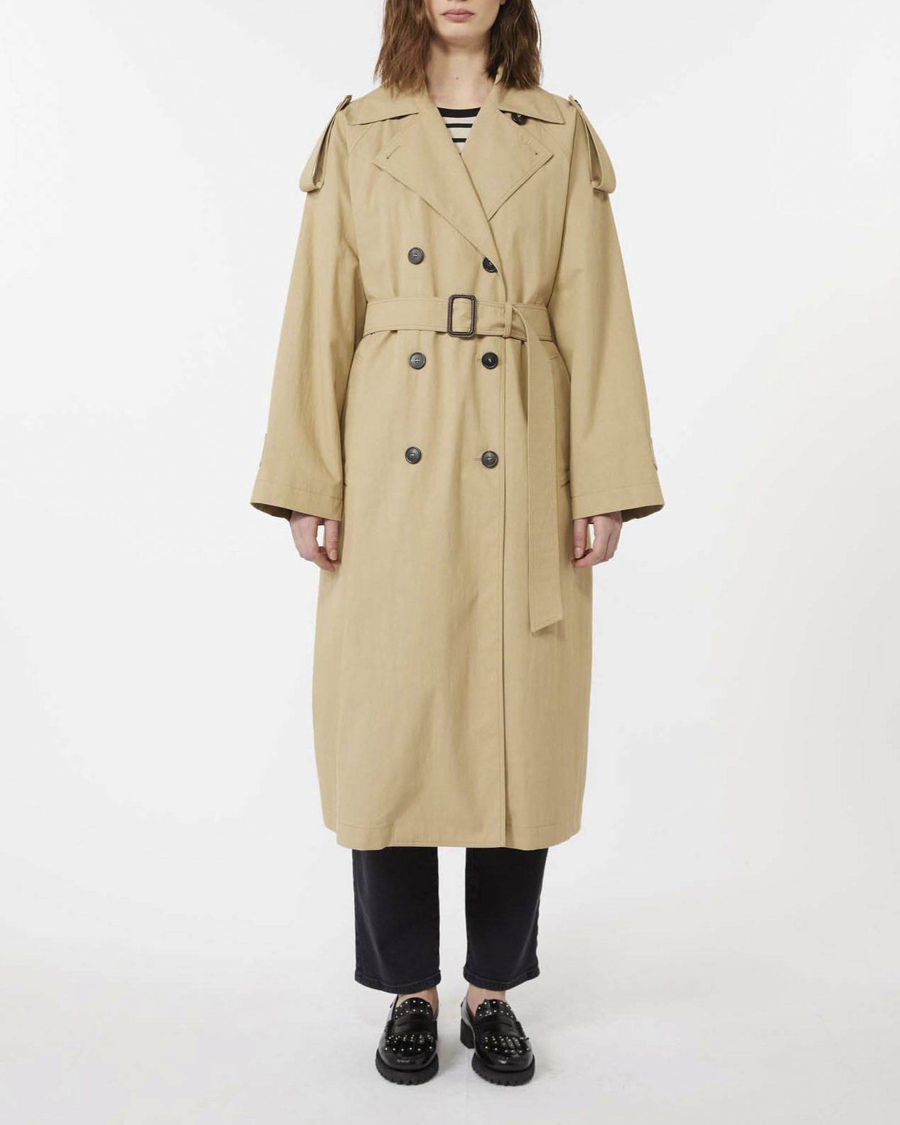 Trenche beige lungo e dal fit over Weekend Max Mara in gabardina di cotone antigoccia image