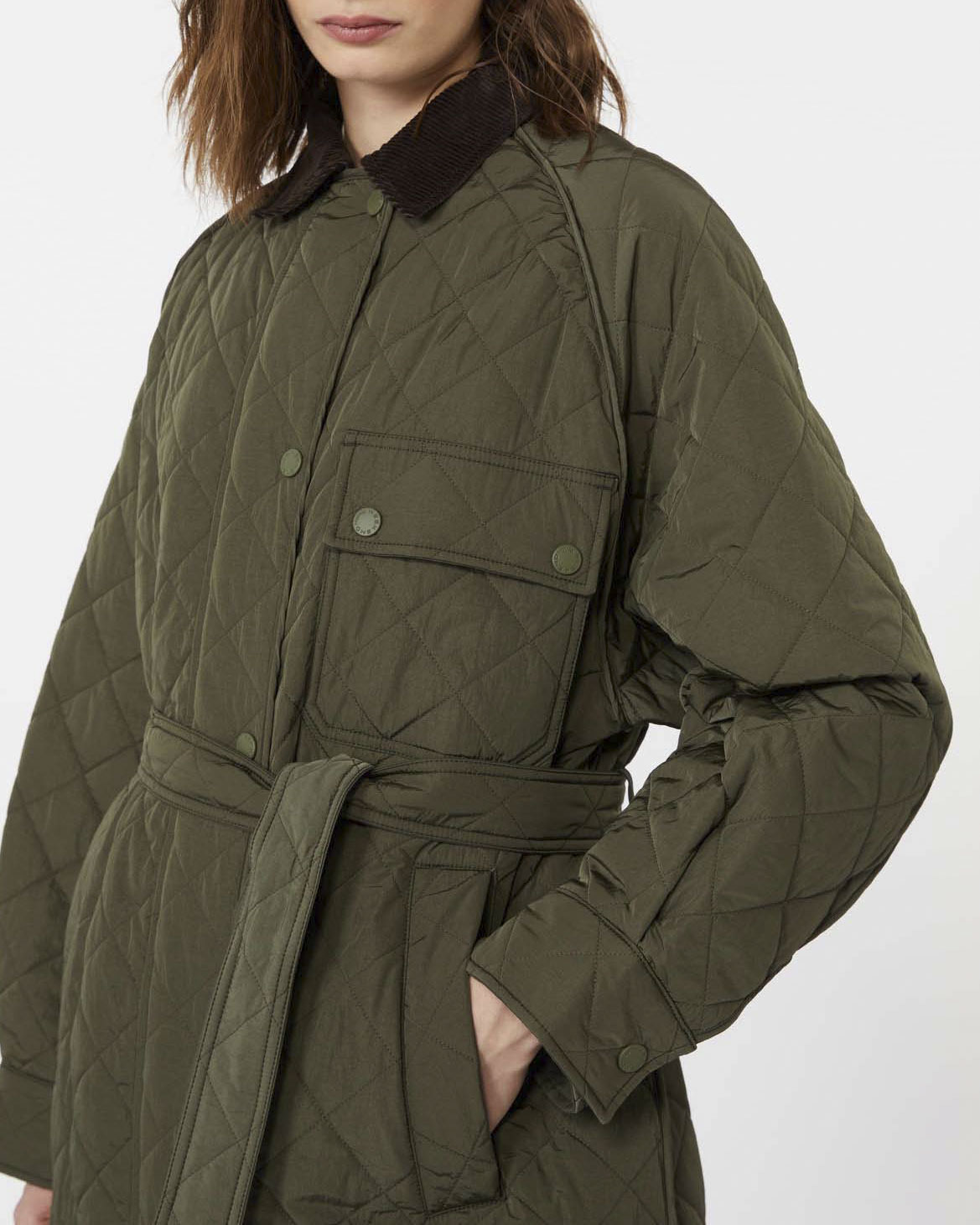 Giaccone lungo trapuntato verde militare Weekend Max Mara in