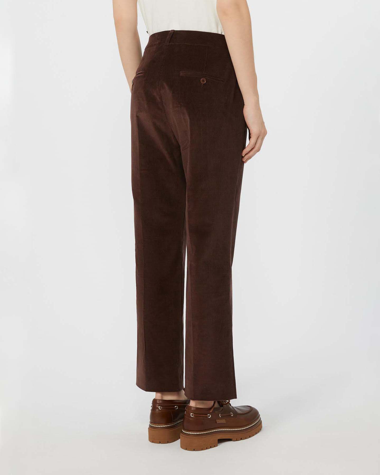 Pantaloni marroni in velluto di cotone 1000 righe Weekend Max Mara flare al fondo