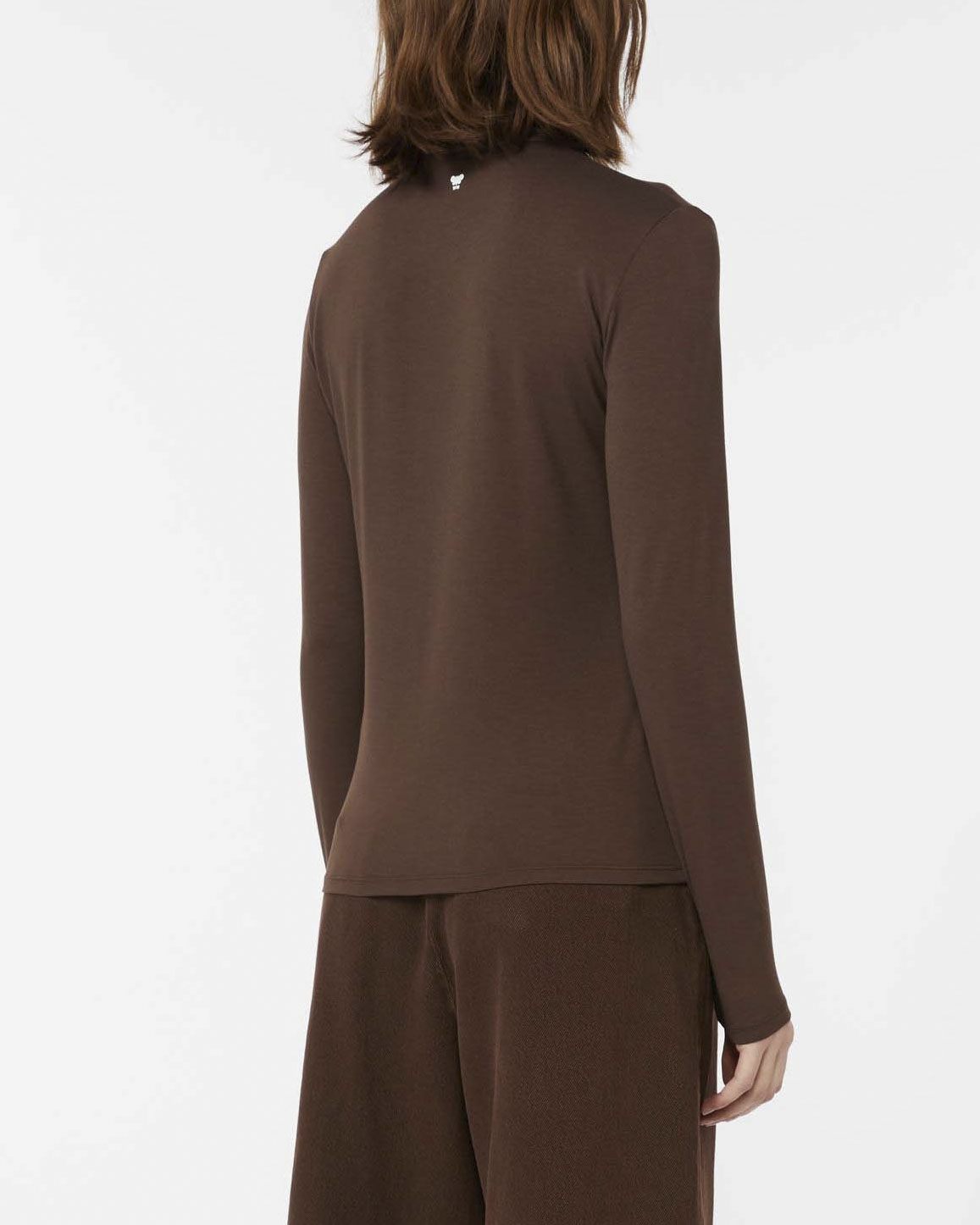 T-shirt a maniche lunghe marrone Weekend Max mara in jersey di viscosa a collo alto image