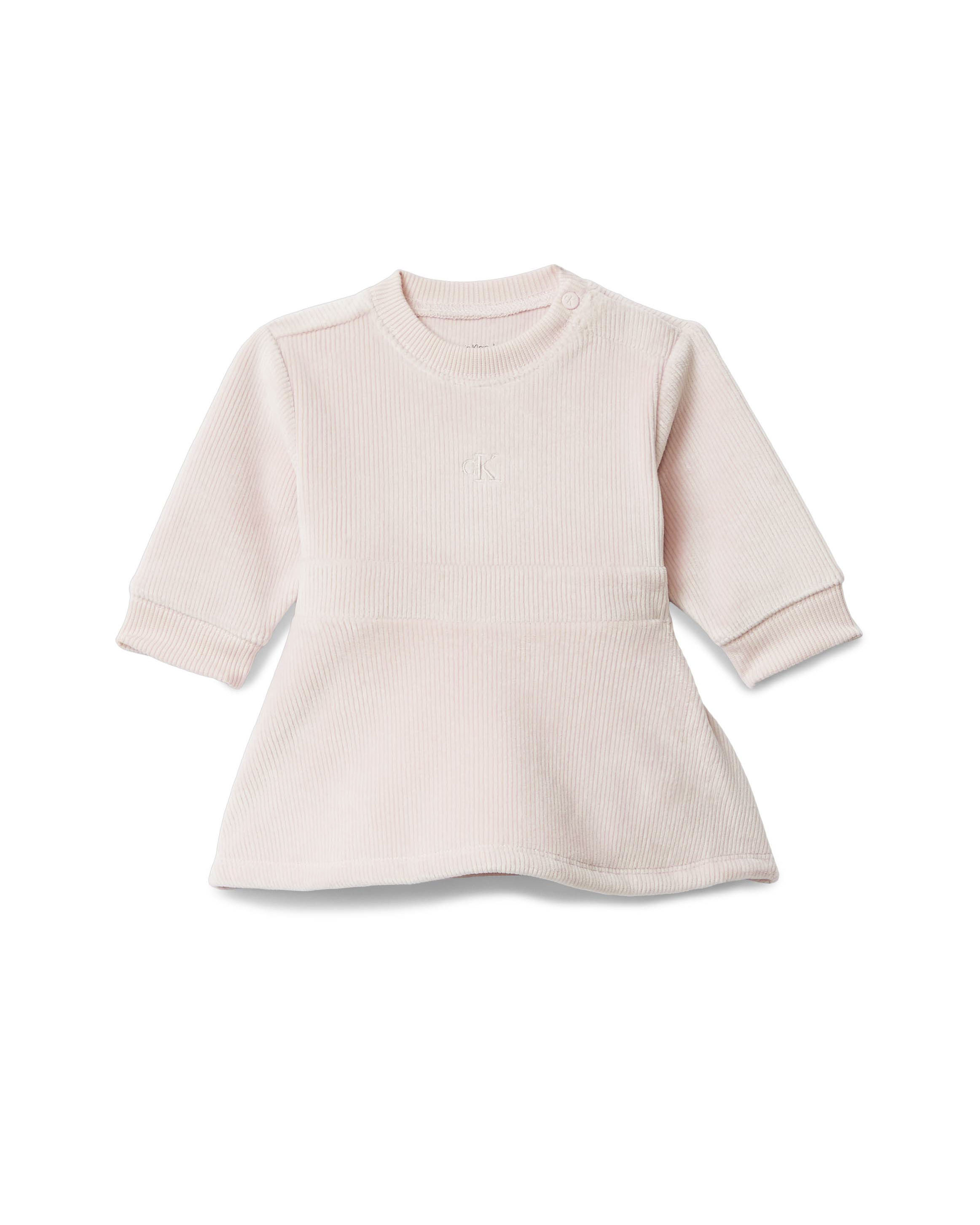 Abito Calvin Klein rosa a maniche lunghe in velluto a costine