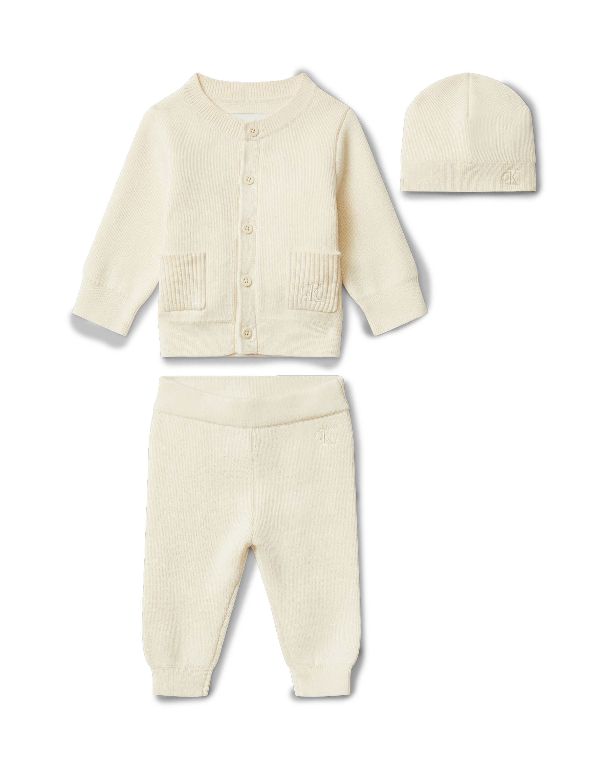 Completo Calvin Klein color panna in puro cotone con berrretto