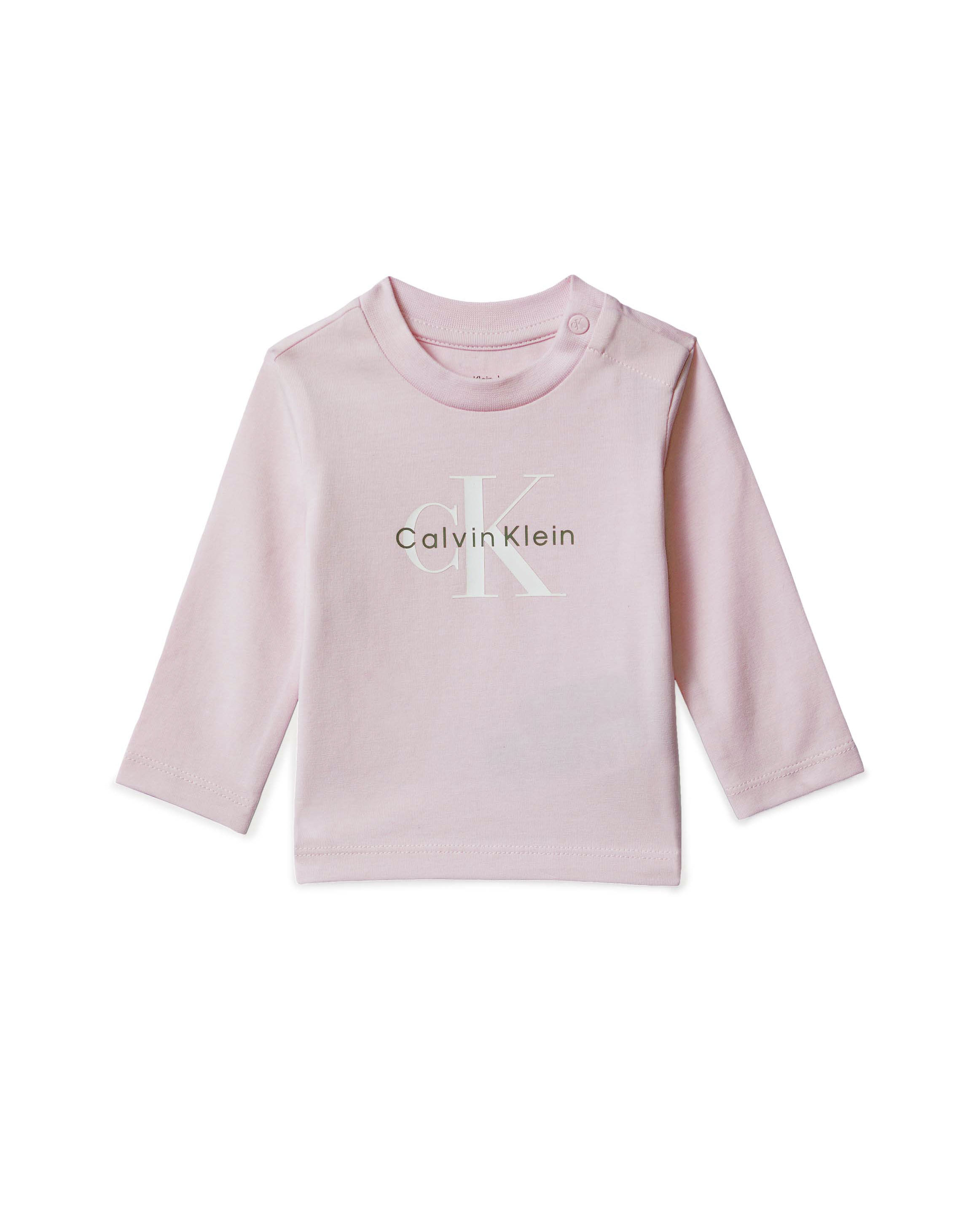 T-shirt Calvin Klein rosa con logo monogram e maniche lunghe