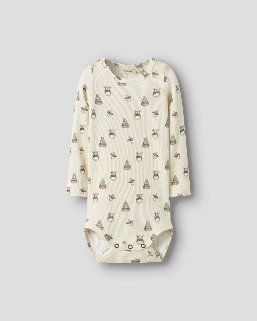 Body Lil'Atelier avorio a maniche lunghe con fantasia giochini
