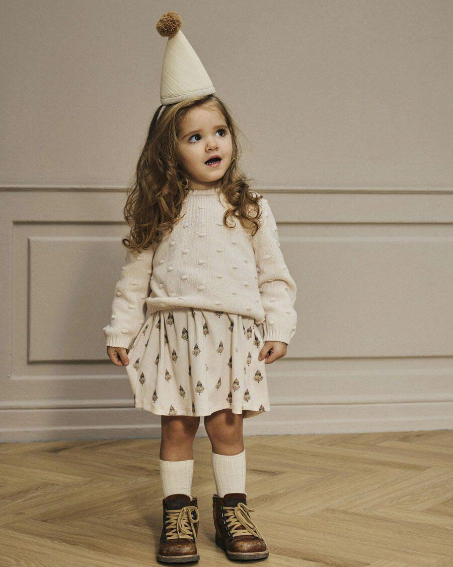 Maglioncino Lil'Atelier colo panna in puro cotone con lavorazione pois image