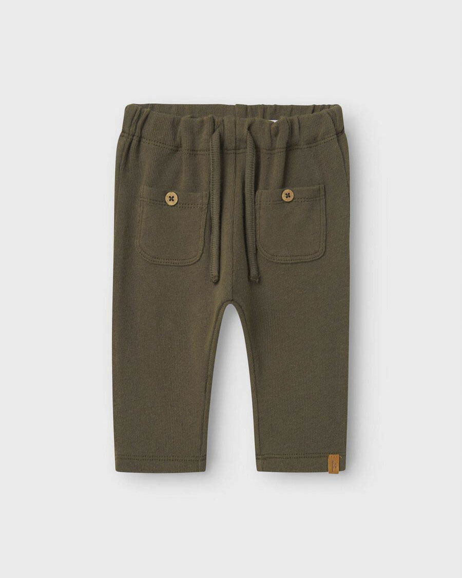 Pantalone Lil'Atelier verde militare in misto cotone con coulisse