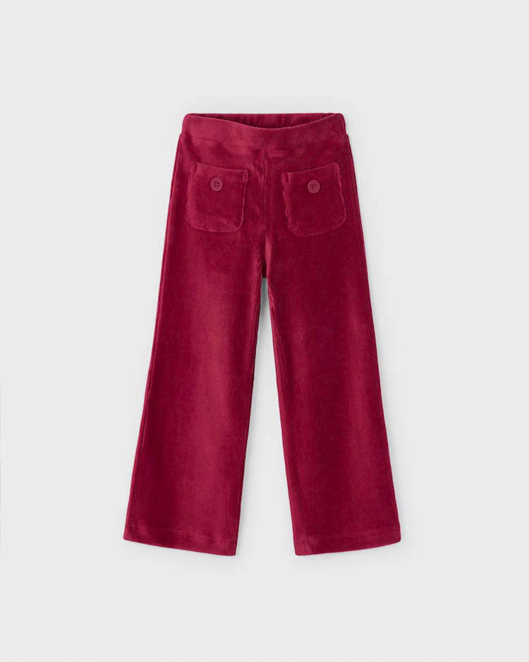 Pantalone palazzo Mayoral in velluto rosso a costine con tasche