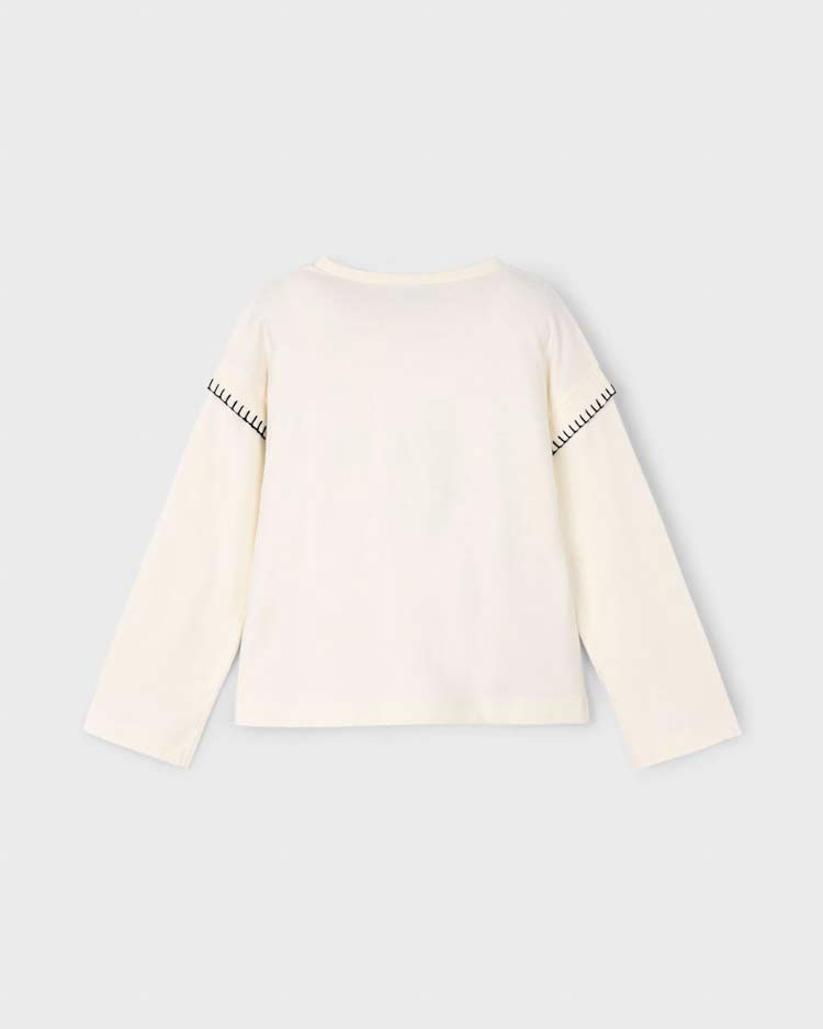 T-shirt Mayoral color panna a maniche lunghe con orsetto 'Enjoy yourself' image