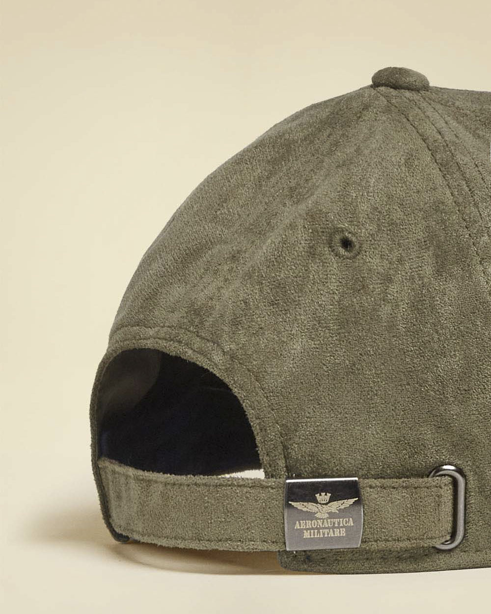 Berretto baseball effetto suede verde militare Aeronautica Militare con frontino aquila turrita ricamata