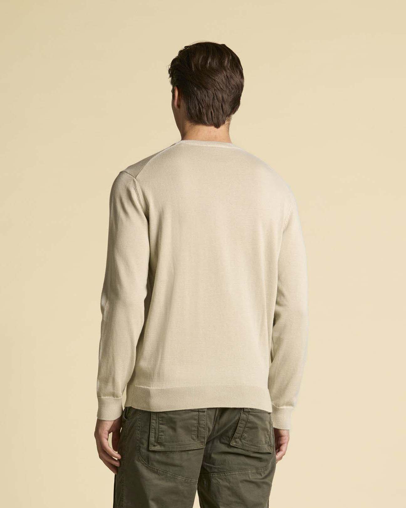 Maglioncino girocollo Aeronautica Militare beige in puro cotone image