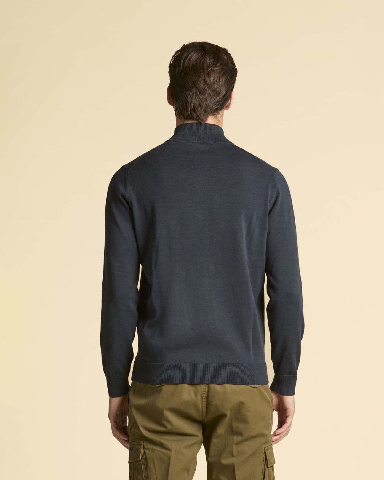 Maglia Aeronautica Militare blu in puro cotone con chiusura a mezza zip image
