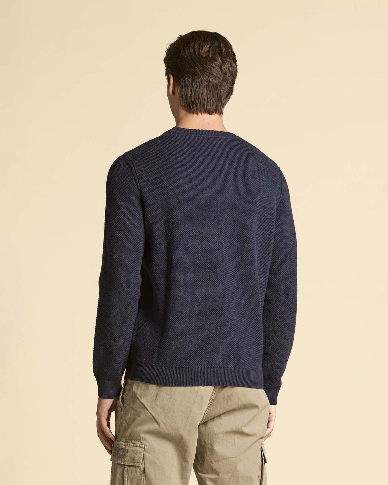 Maglia girocollo Aeronautica Militare blu in misto lana e cotone a nido d'ape image