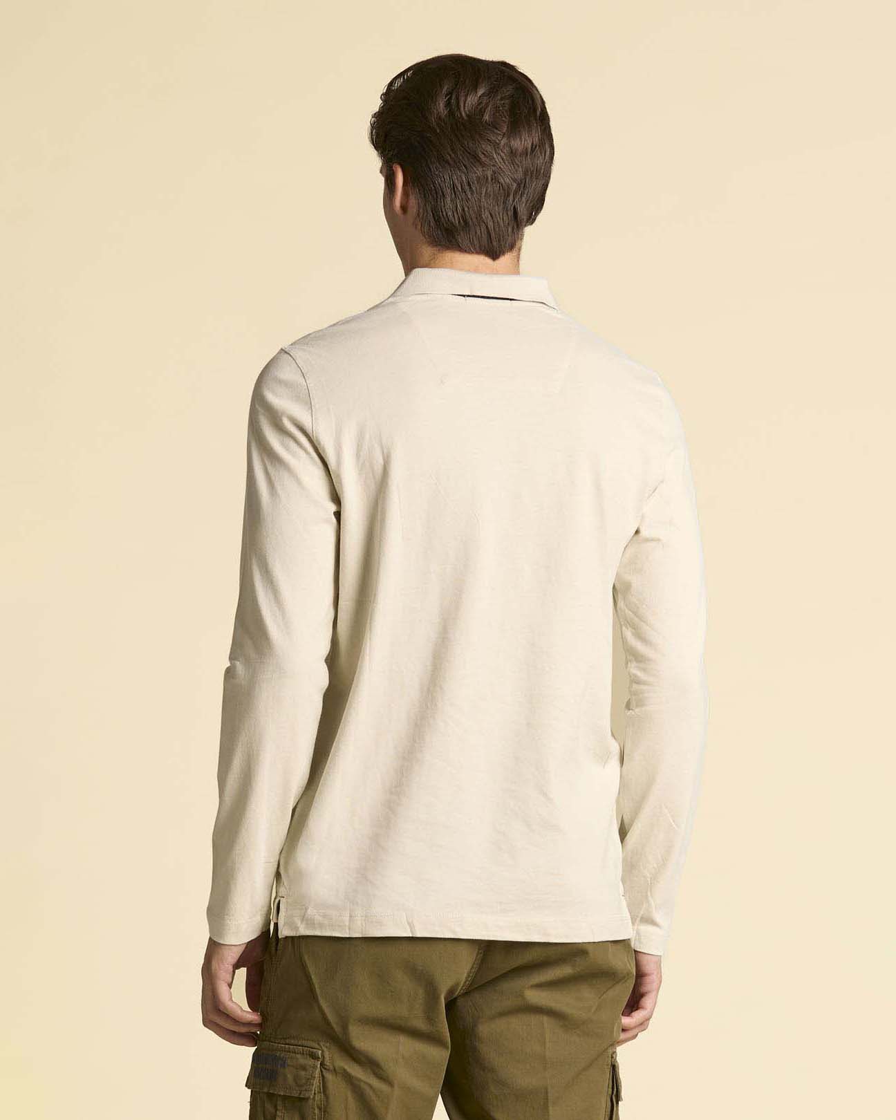 Polo manica lunga Aeronautica Militare beige in jersey di puro cotone con logo Frecce Tricolori image