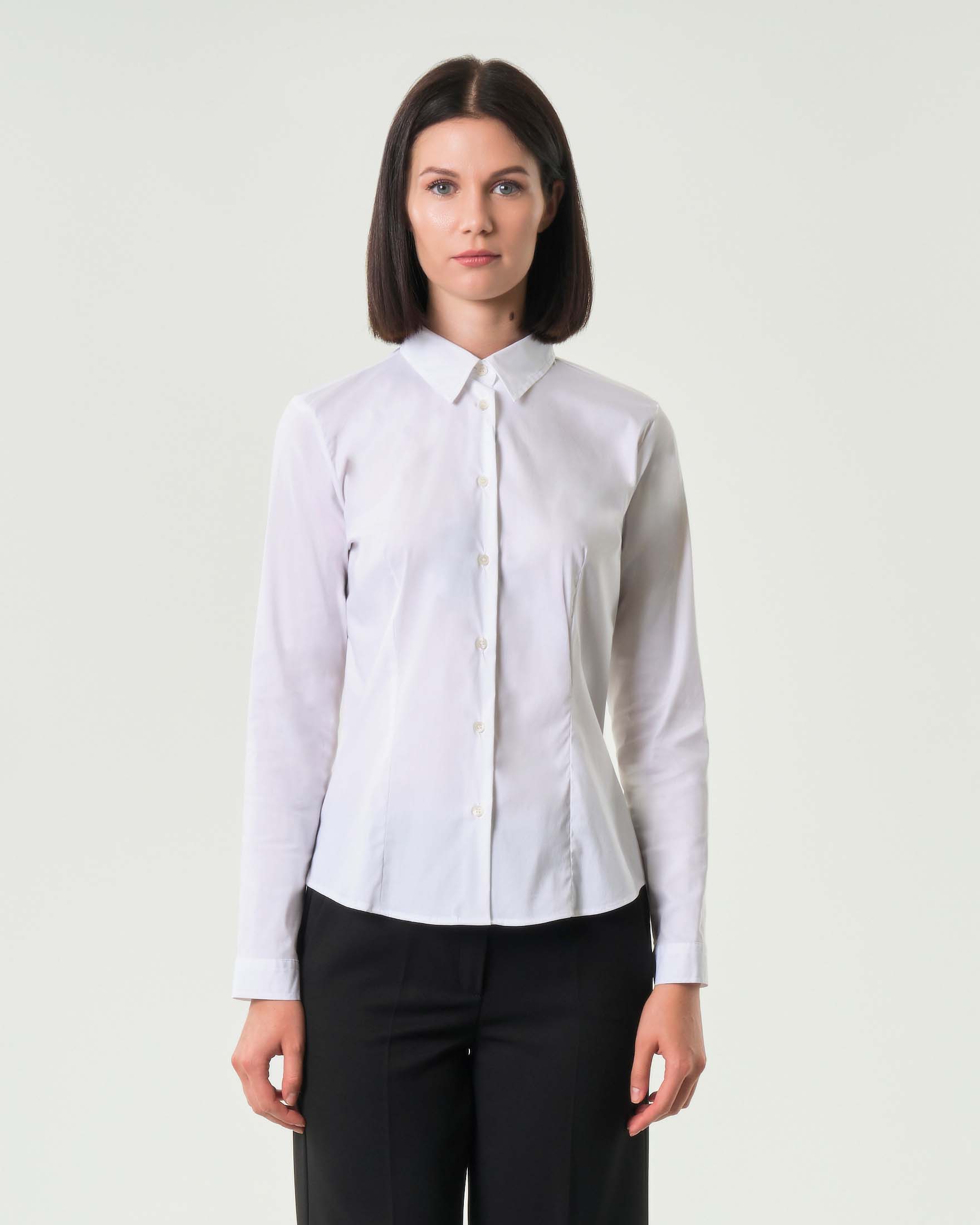 Camicia bianca Emme Marella in popeline di cotone stretch dalla linea semiaderente