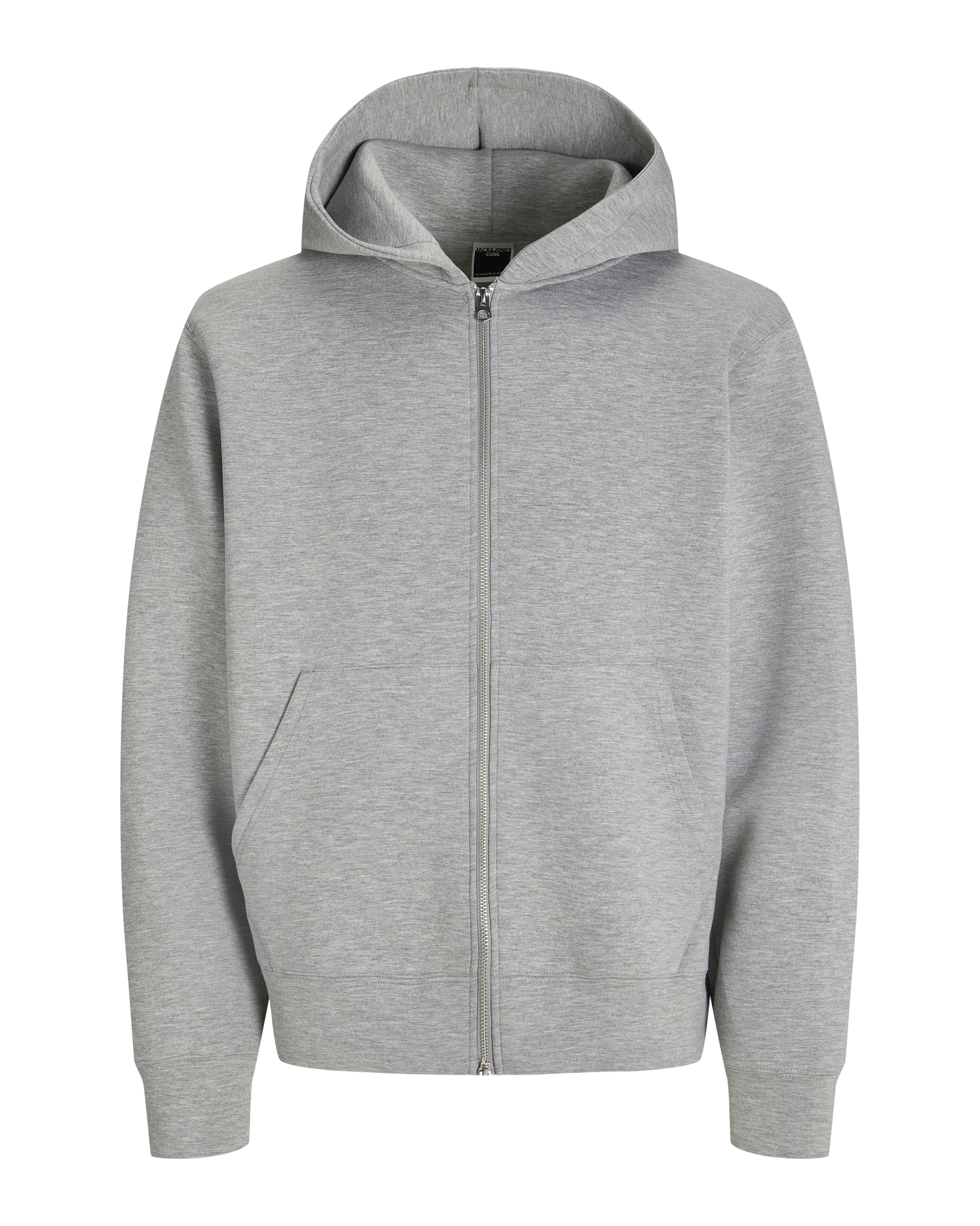 Felpa Jack & Jones grigia in neoprene con cappuccio e zip