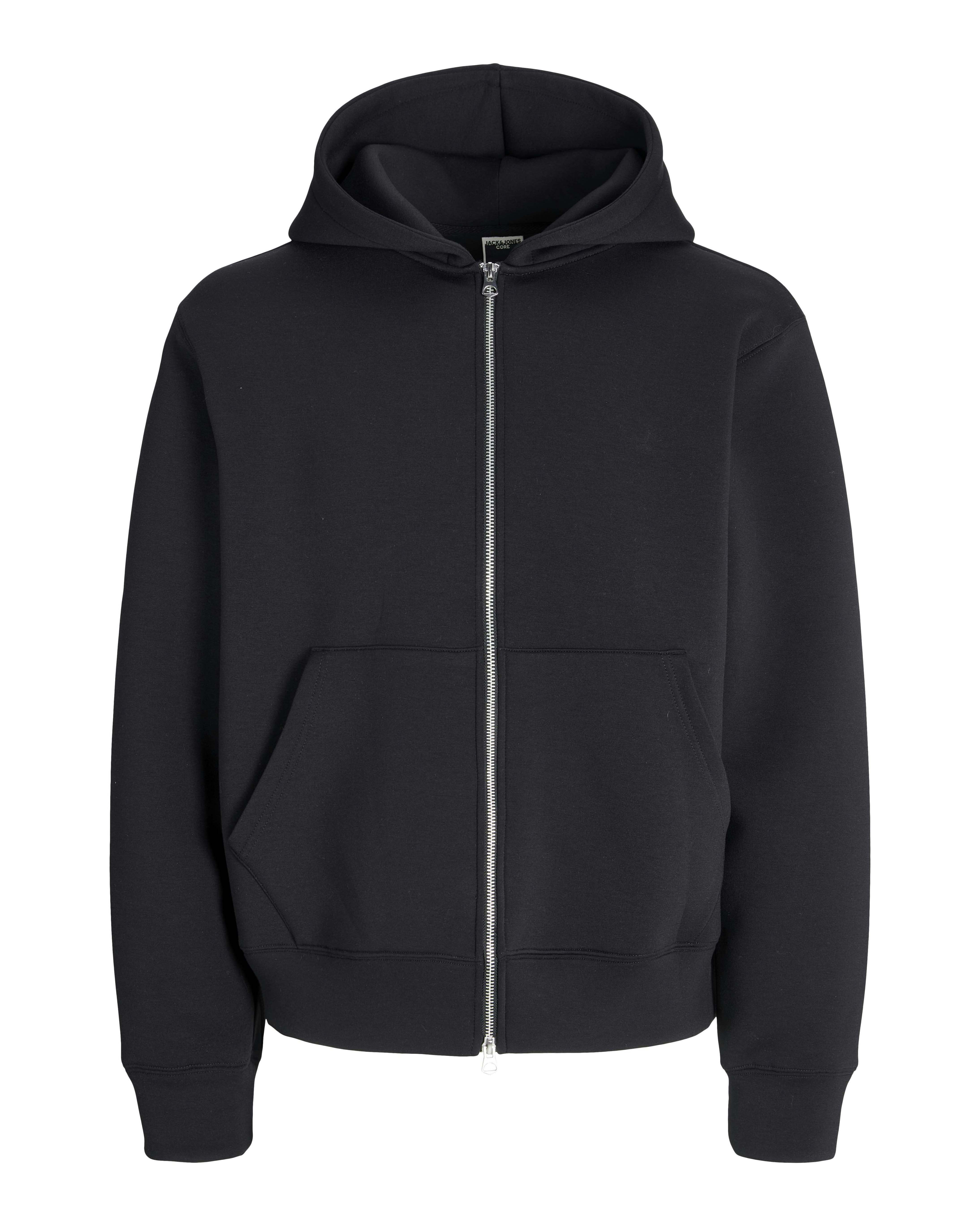 Felpa Jack & Jones nera in neoprene con cappuccio e zip