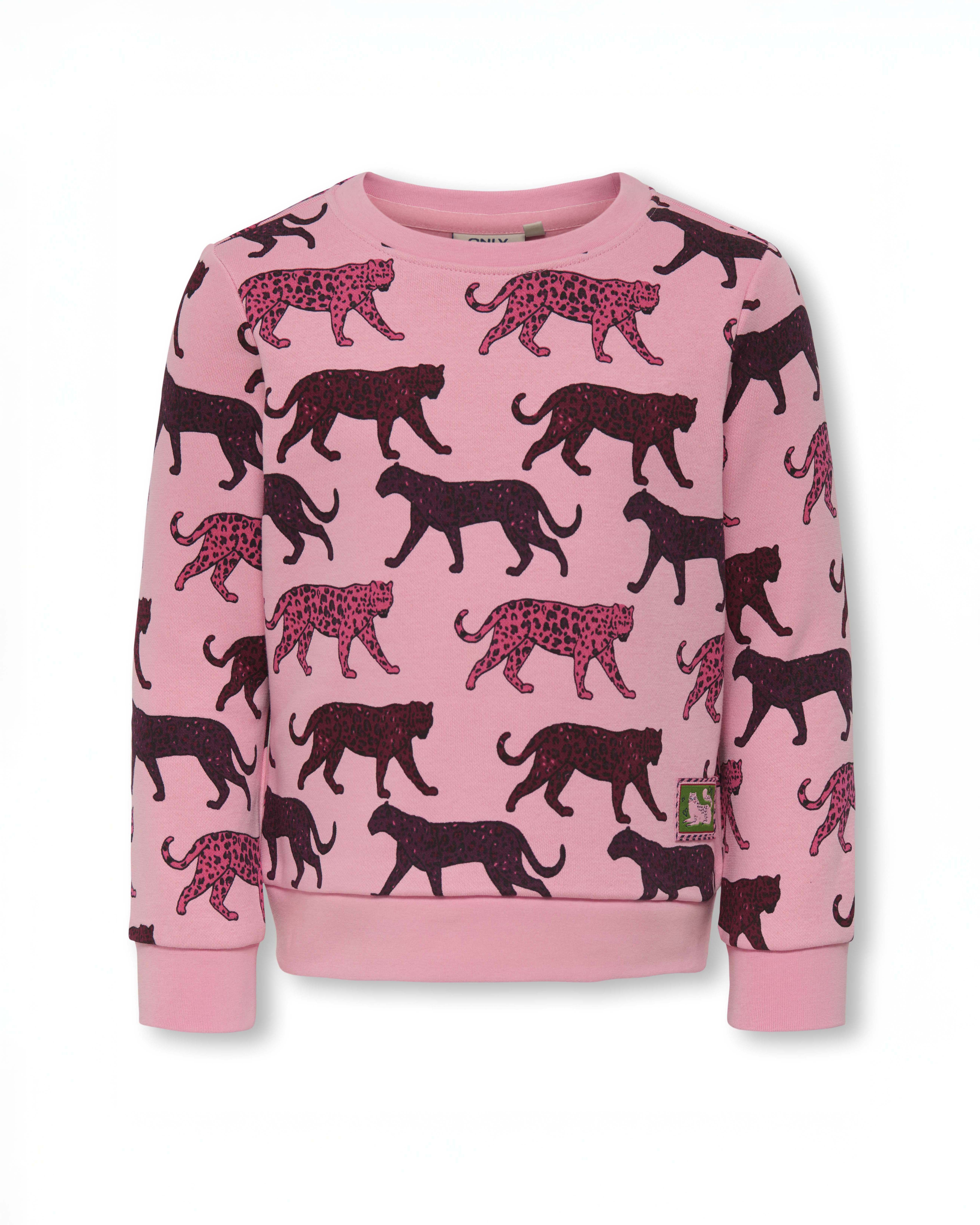 Felpa Kids Only in misto cotone rosa con leopardi