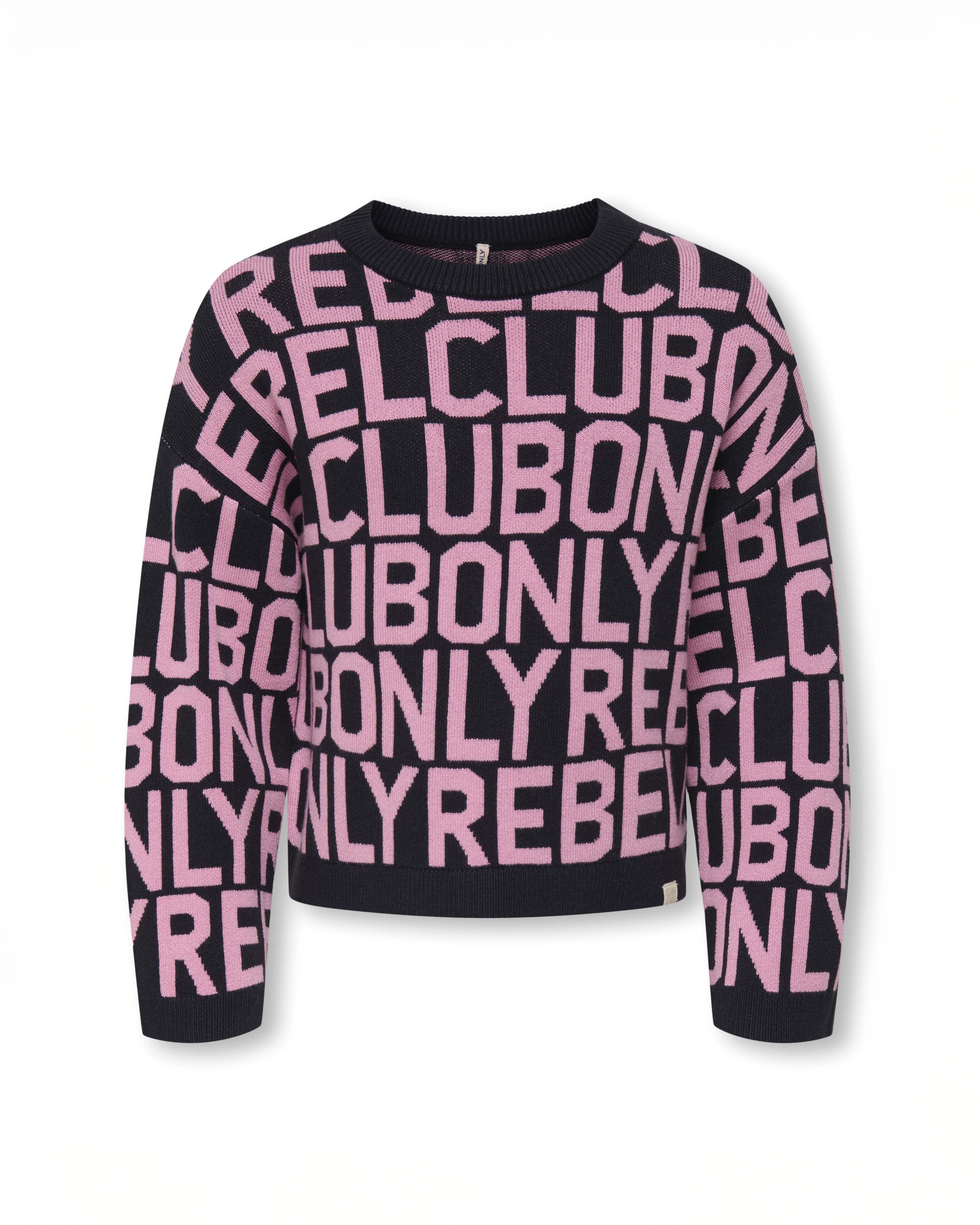 Maglioncino Kids Only blu e rosa con fantasia lettering jacquard