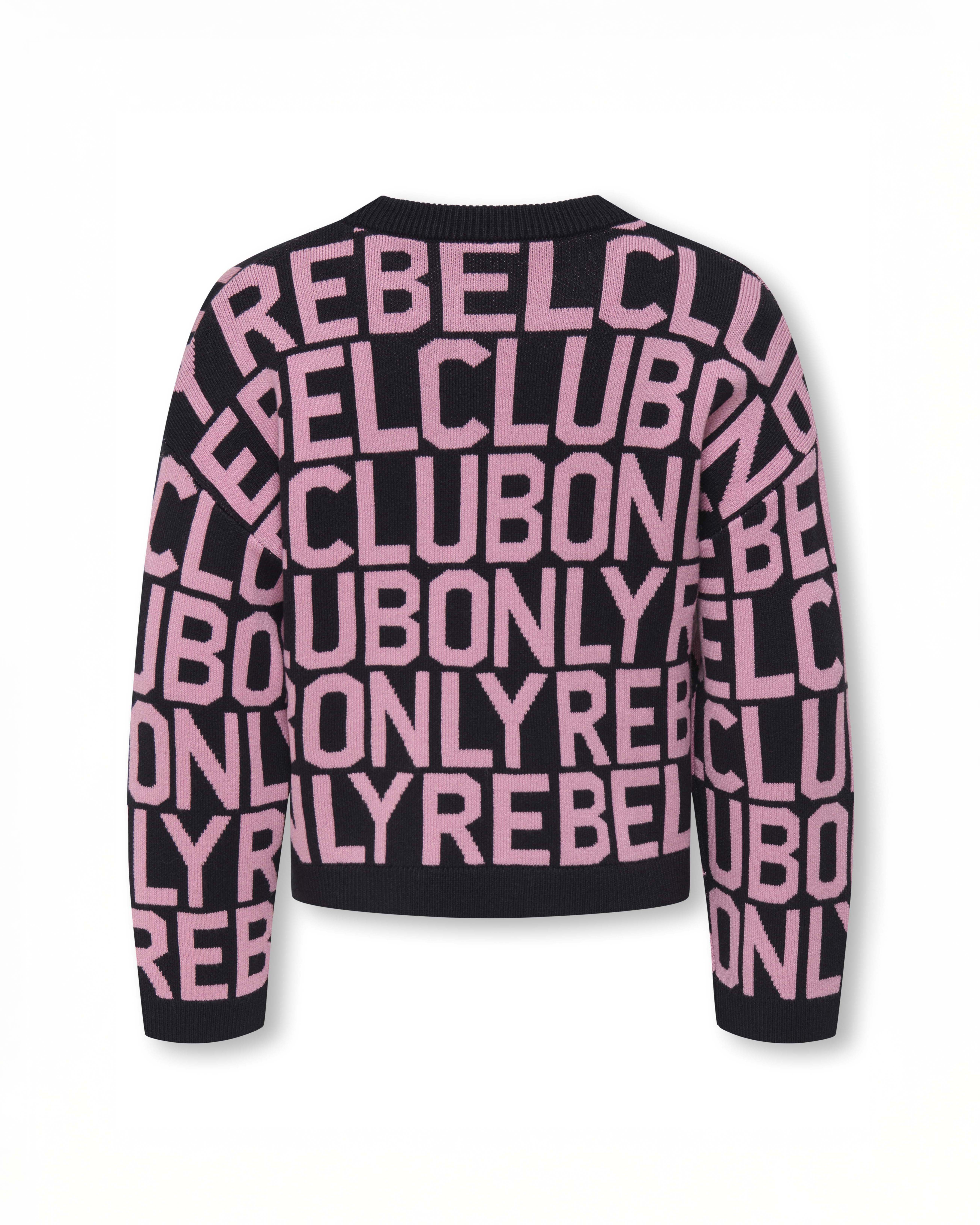 Maglioncino Kids Only blu e rosa con fantasia lettering jacquard image