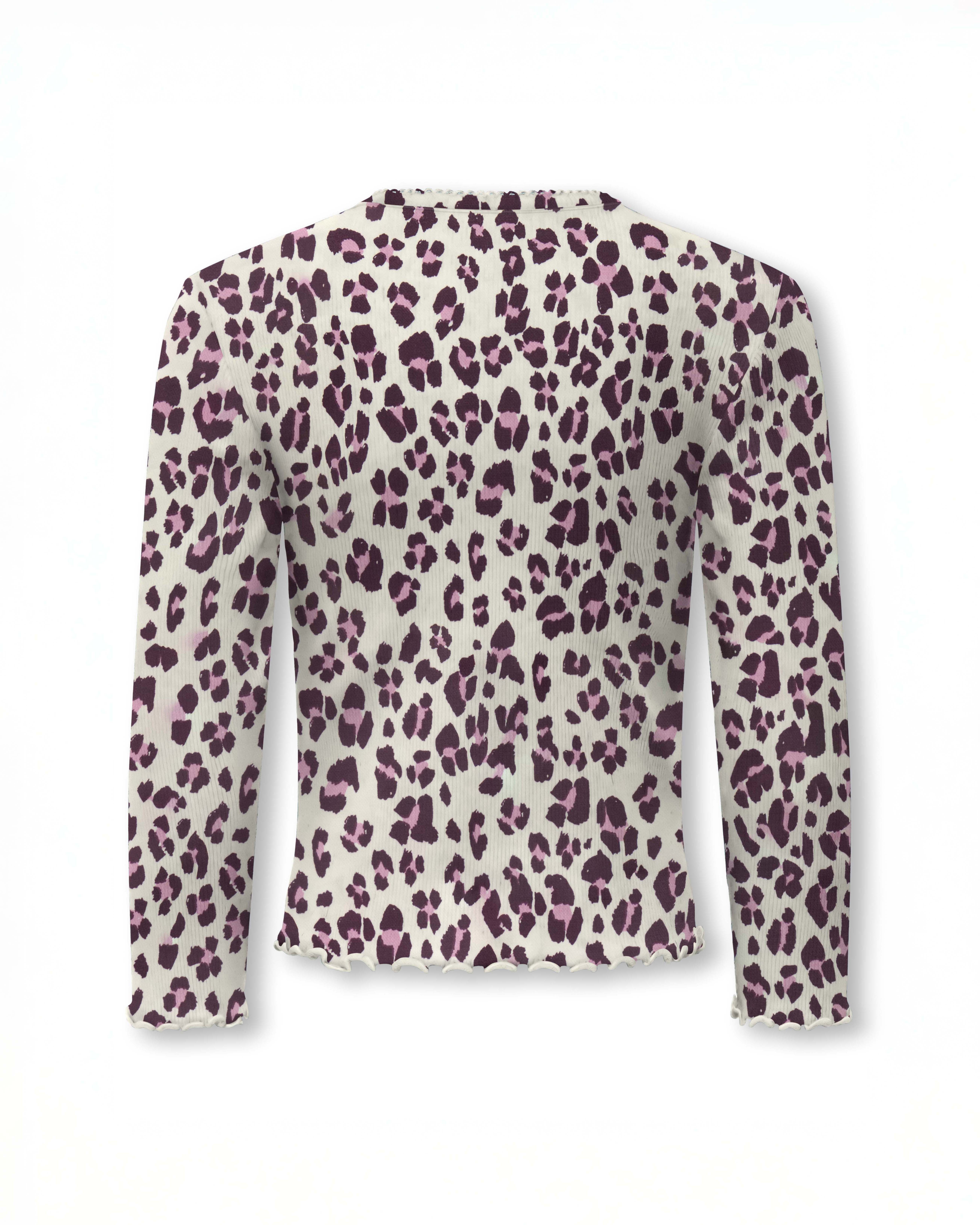 T-shirt Kids Only avorio e rosa maculata a maniche lunghe image