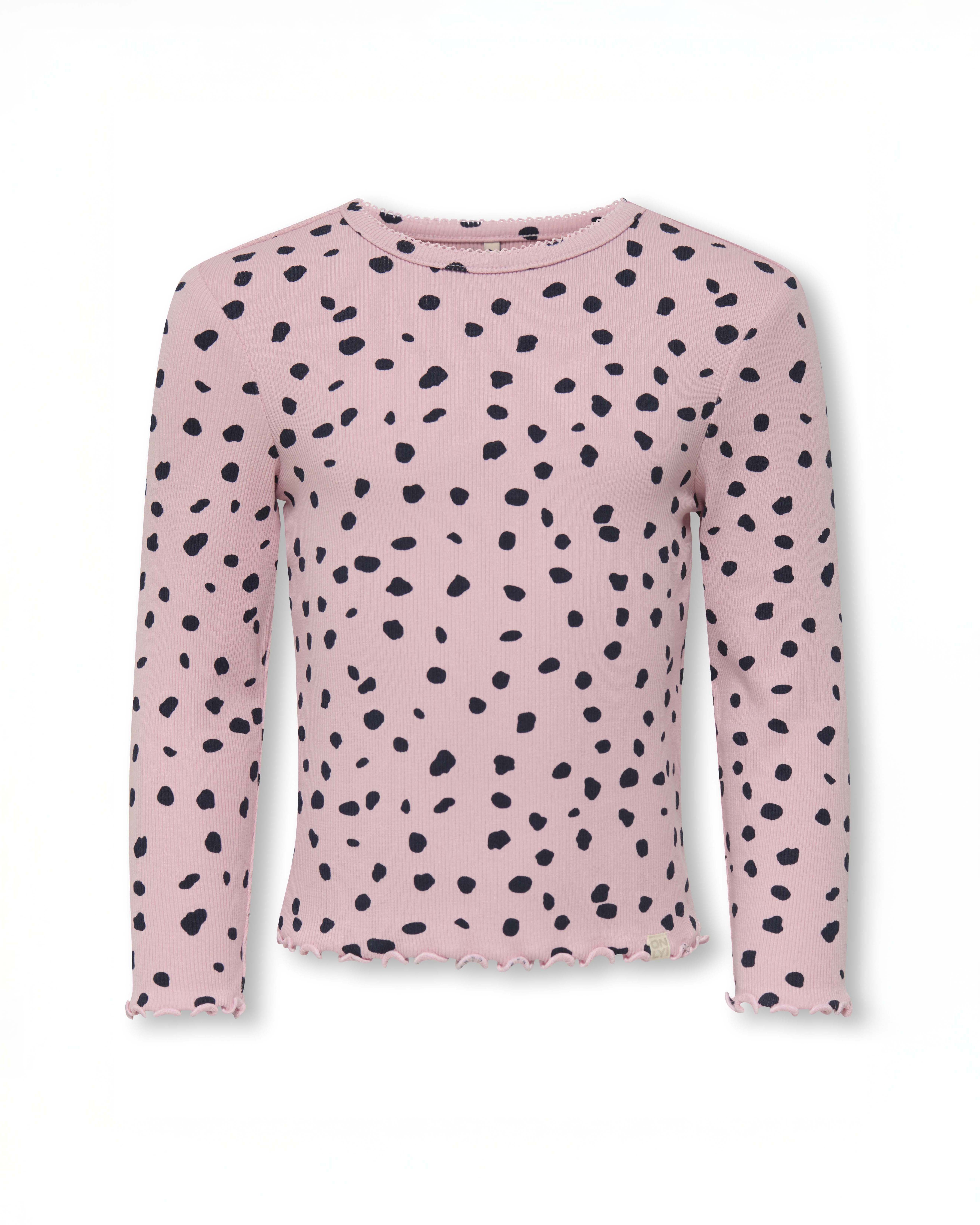 T-shirt Kids Only a maniche lunghe rosa a macchie nere