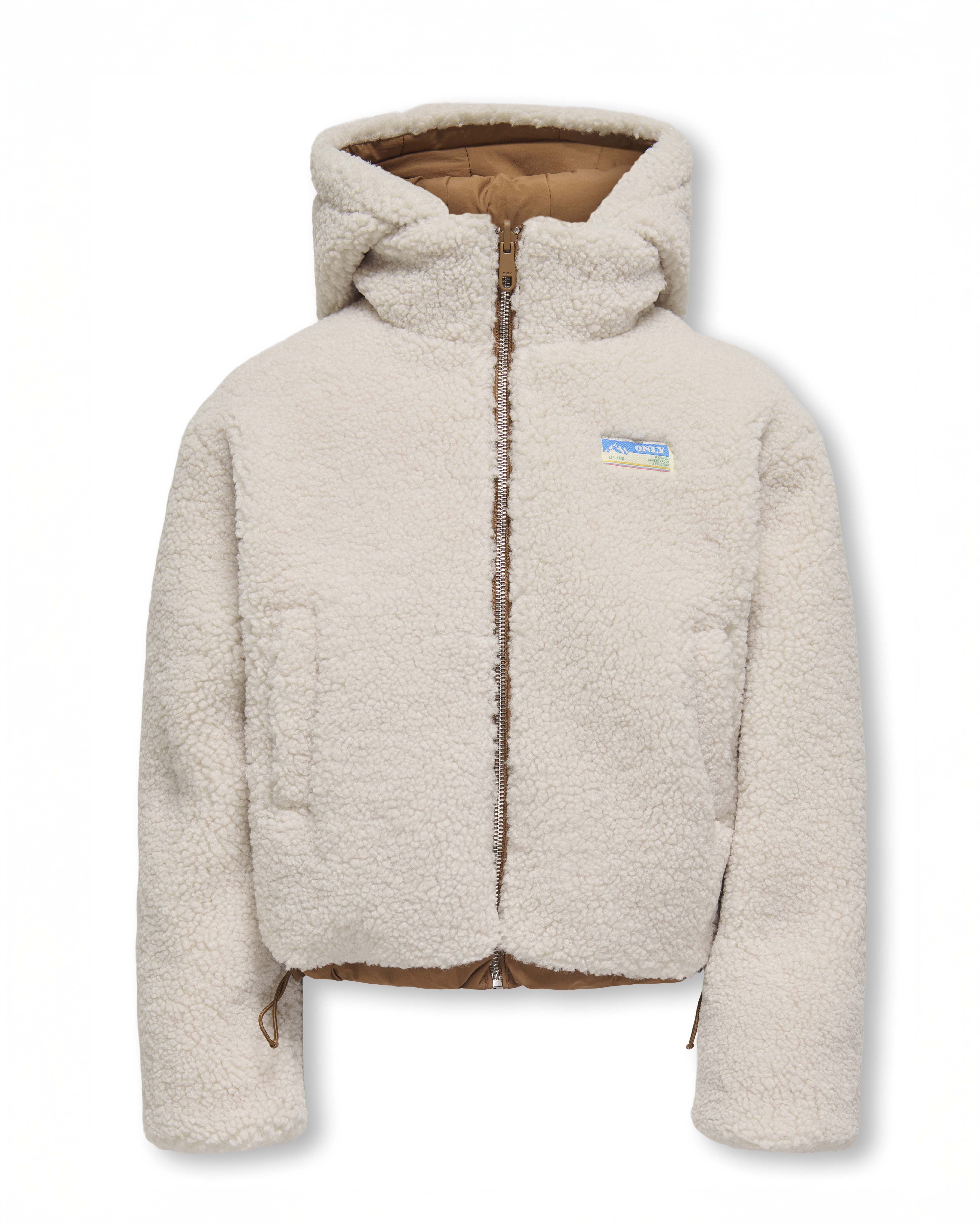 Giacca Kids Only color cammello con doubleface teddy avorio