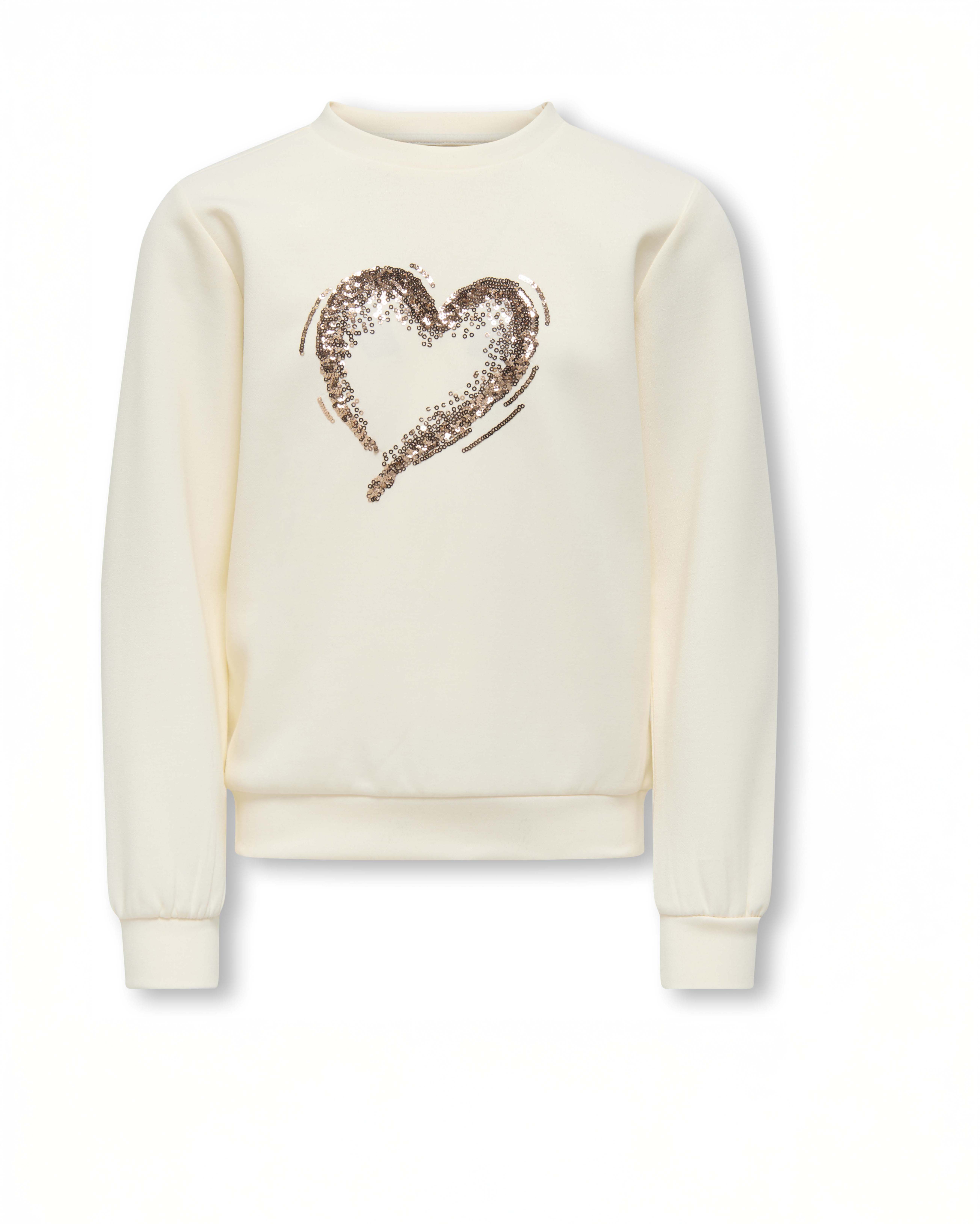 Felpa Kids Only avorio con cuore in paillettes
