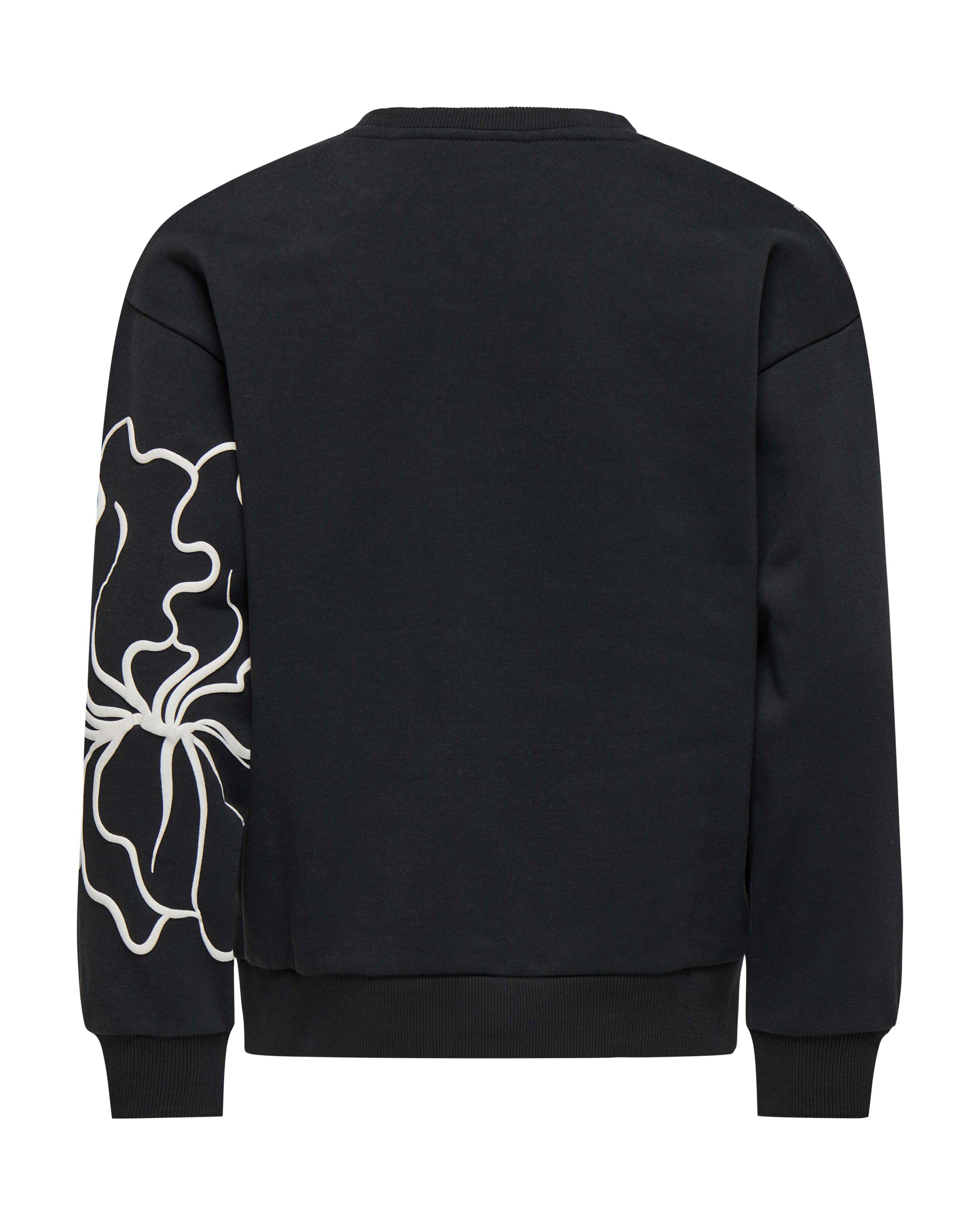 Felpa Kids Only nera in misto cotone con stampa fiori image