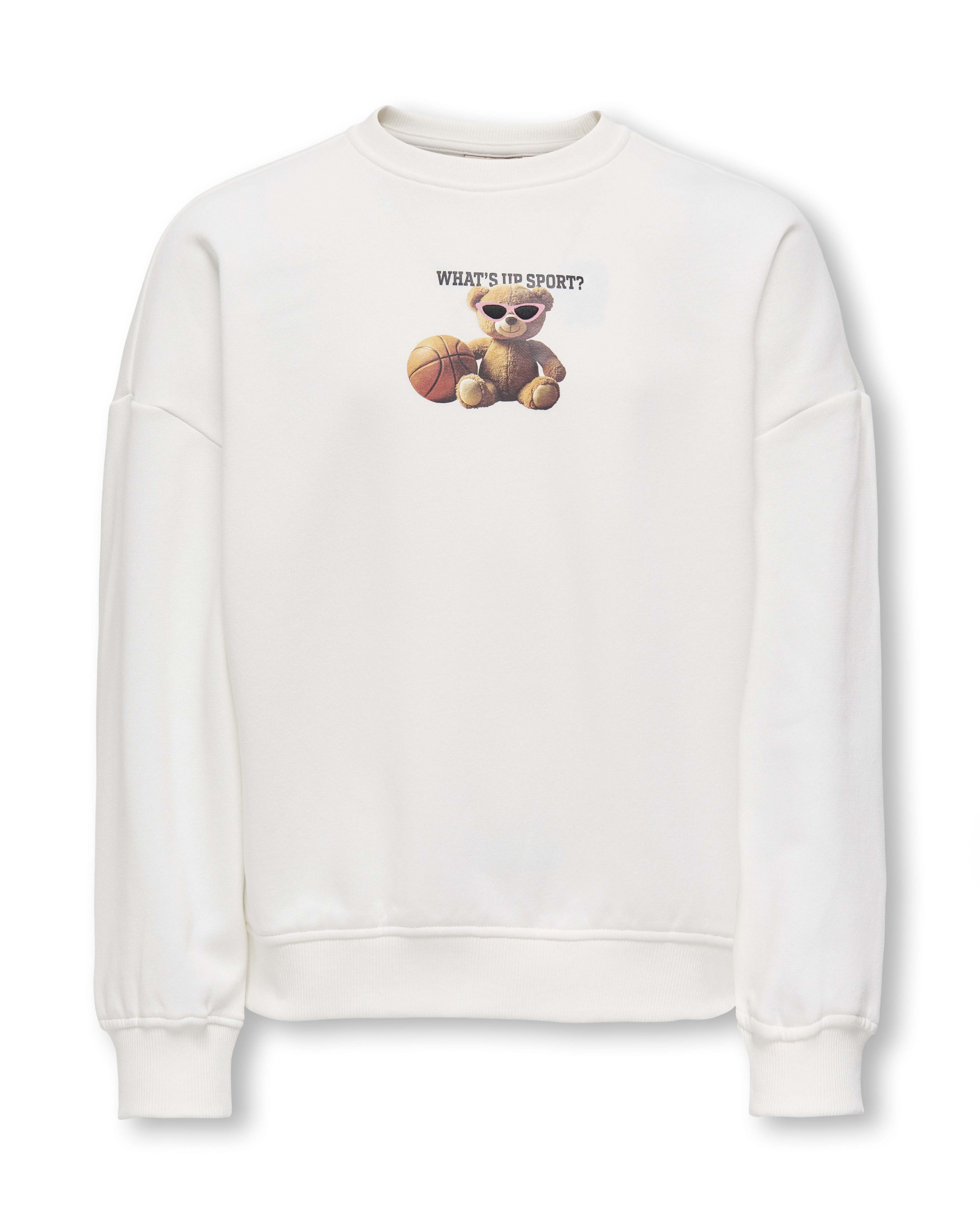 Felpa Kids Only avorio in misto cotone con orsetto basket