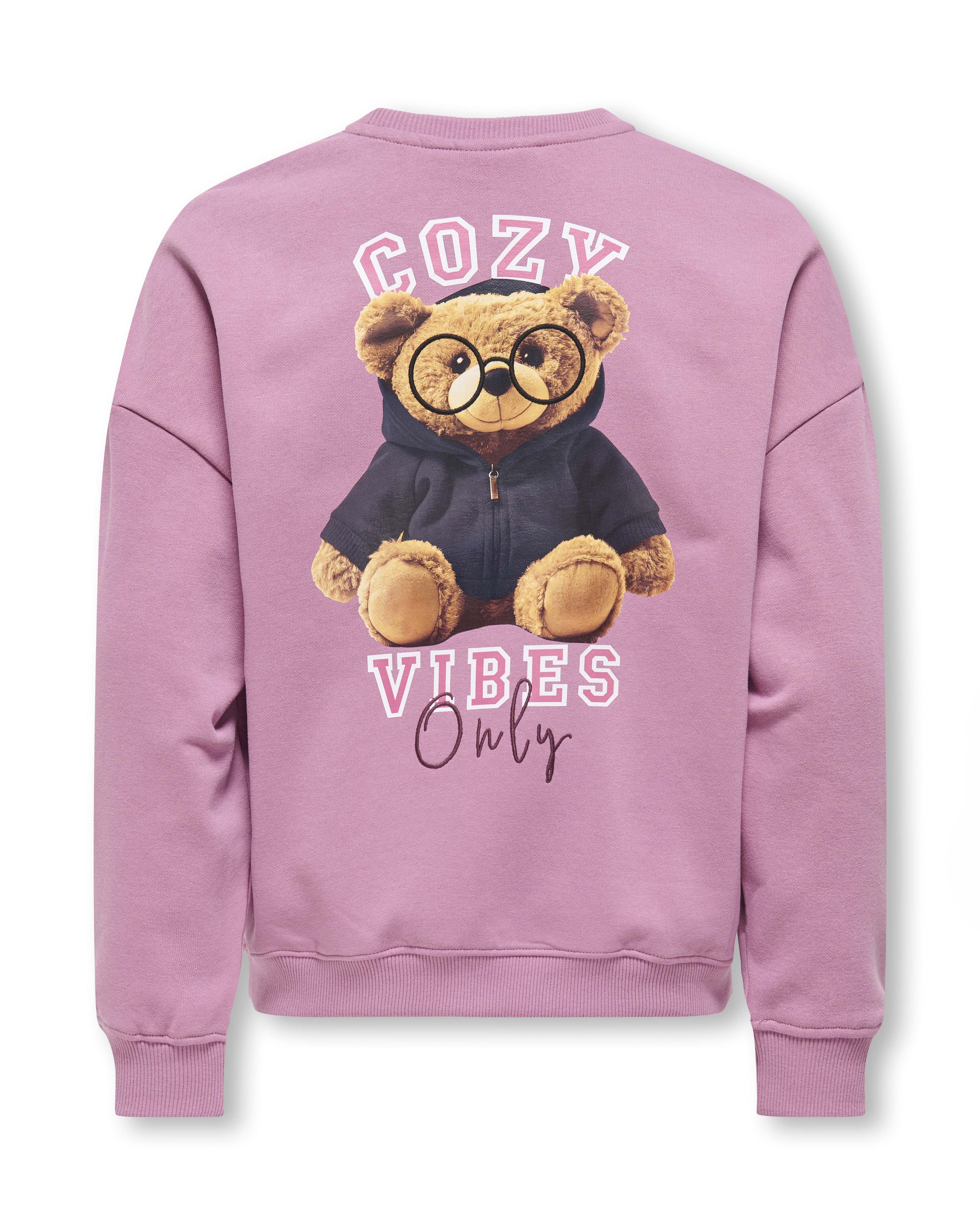 Felpa Kids Only rosa in misto cotone con orsetto Cozy Vibes image