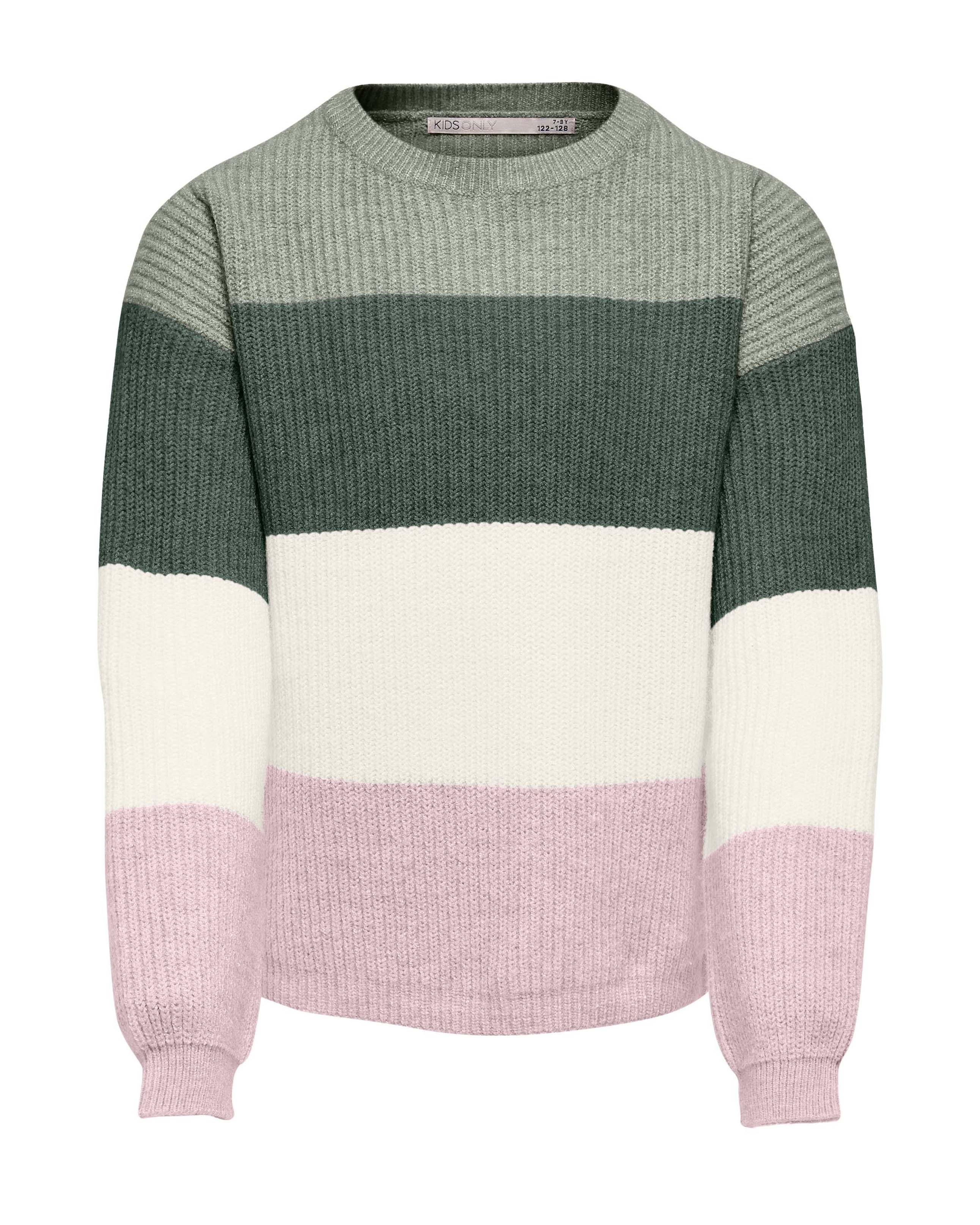 Maglioncino Kids Only color block verde e rosa costine