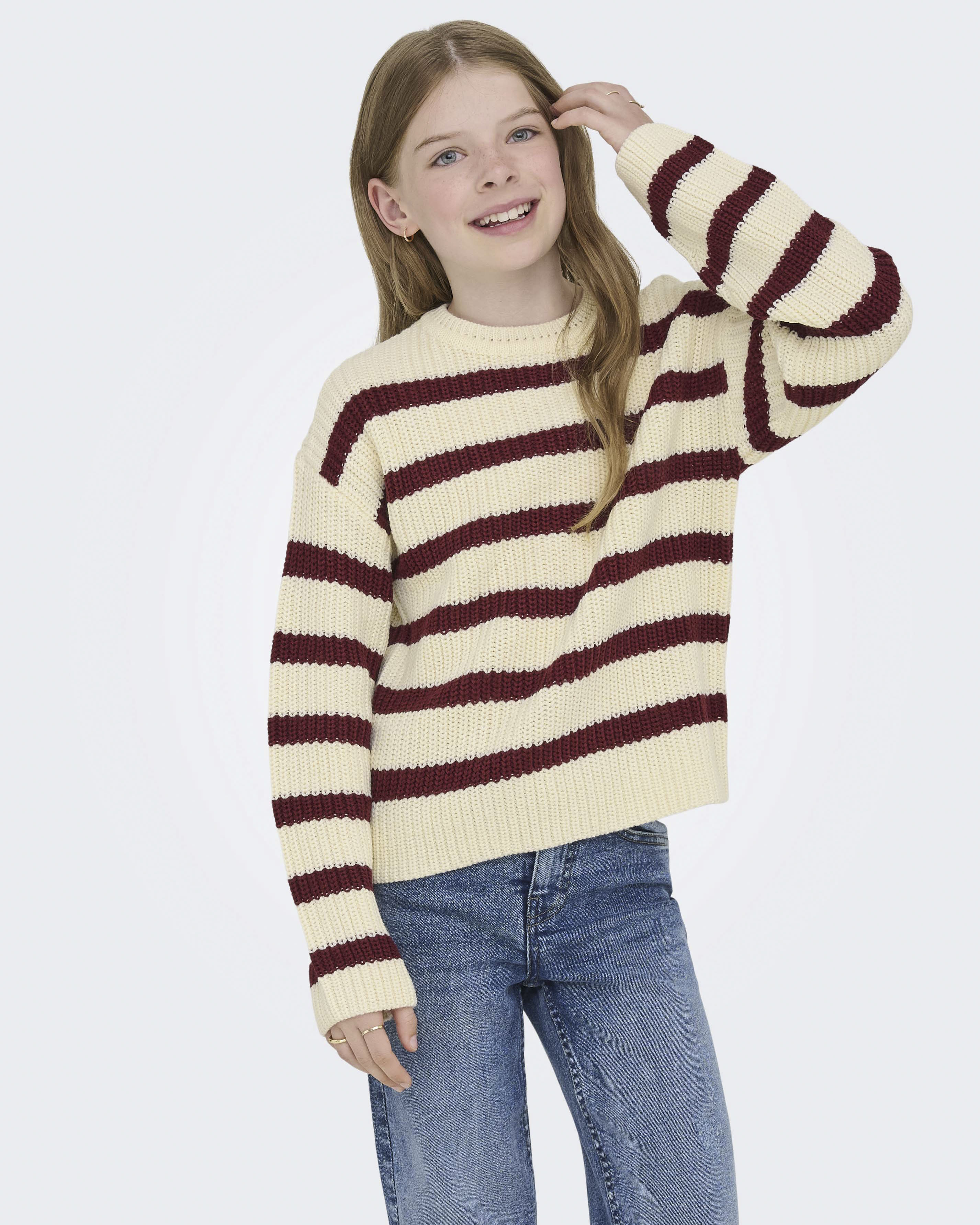 Maglioncino Kids Only tricot a righe avorio e bordeaux