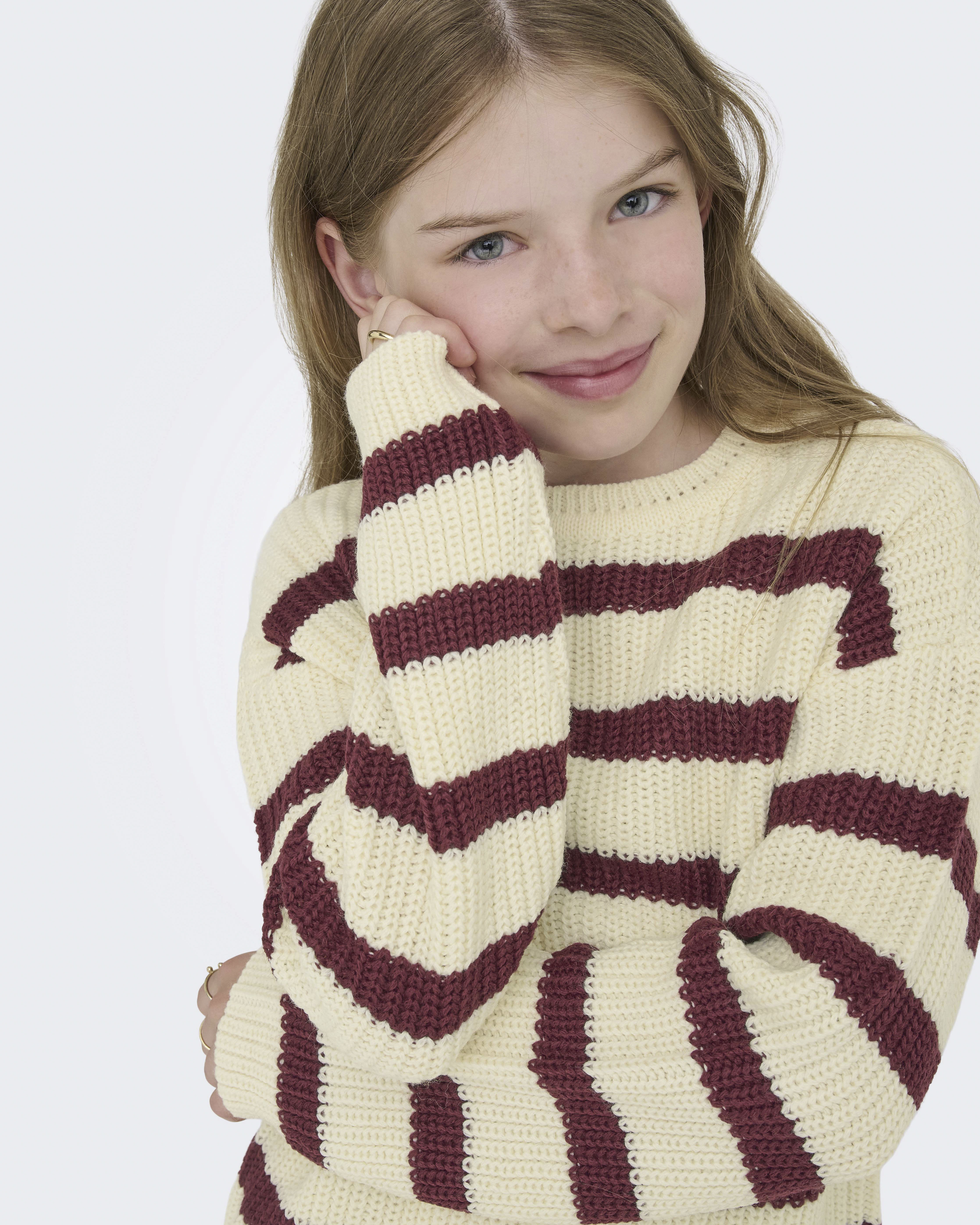 Maglioncino Kids Only tricot a righe avorio e bordeaux image