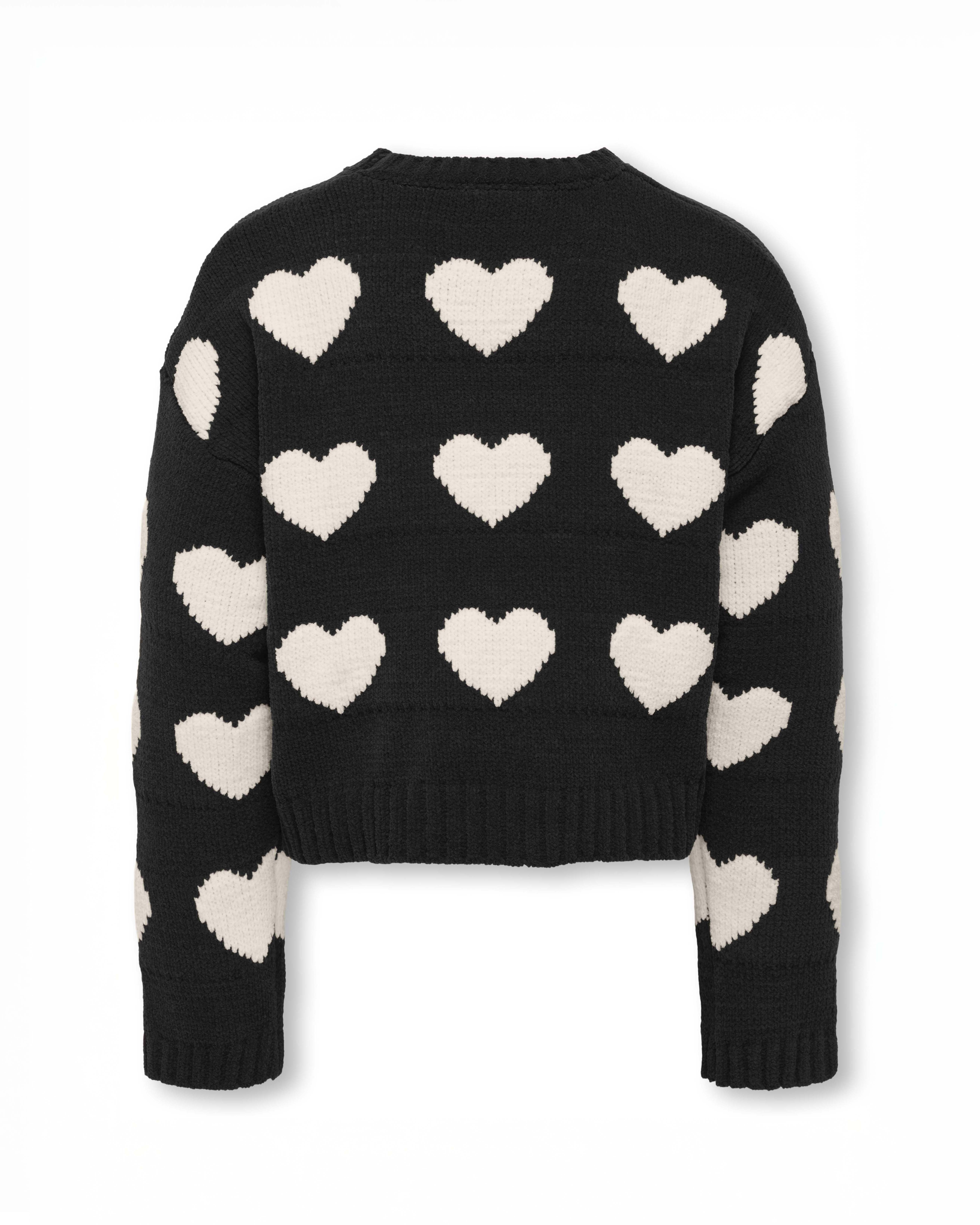 Maglioncino Kids Only nero con cuori jaquard bianchi image