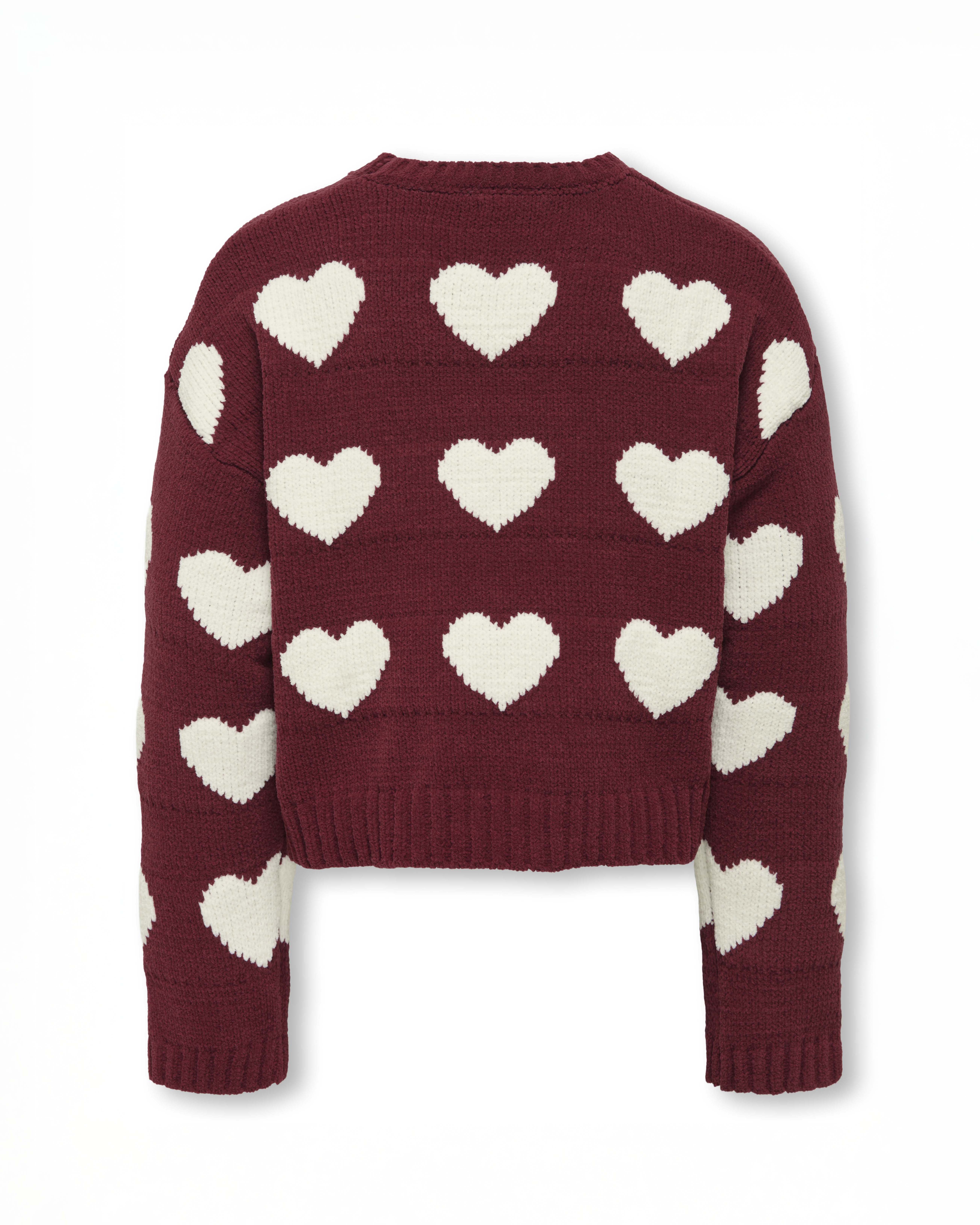 Maglioncino Kids Only bordeaux con cuori jaquard bianchi image