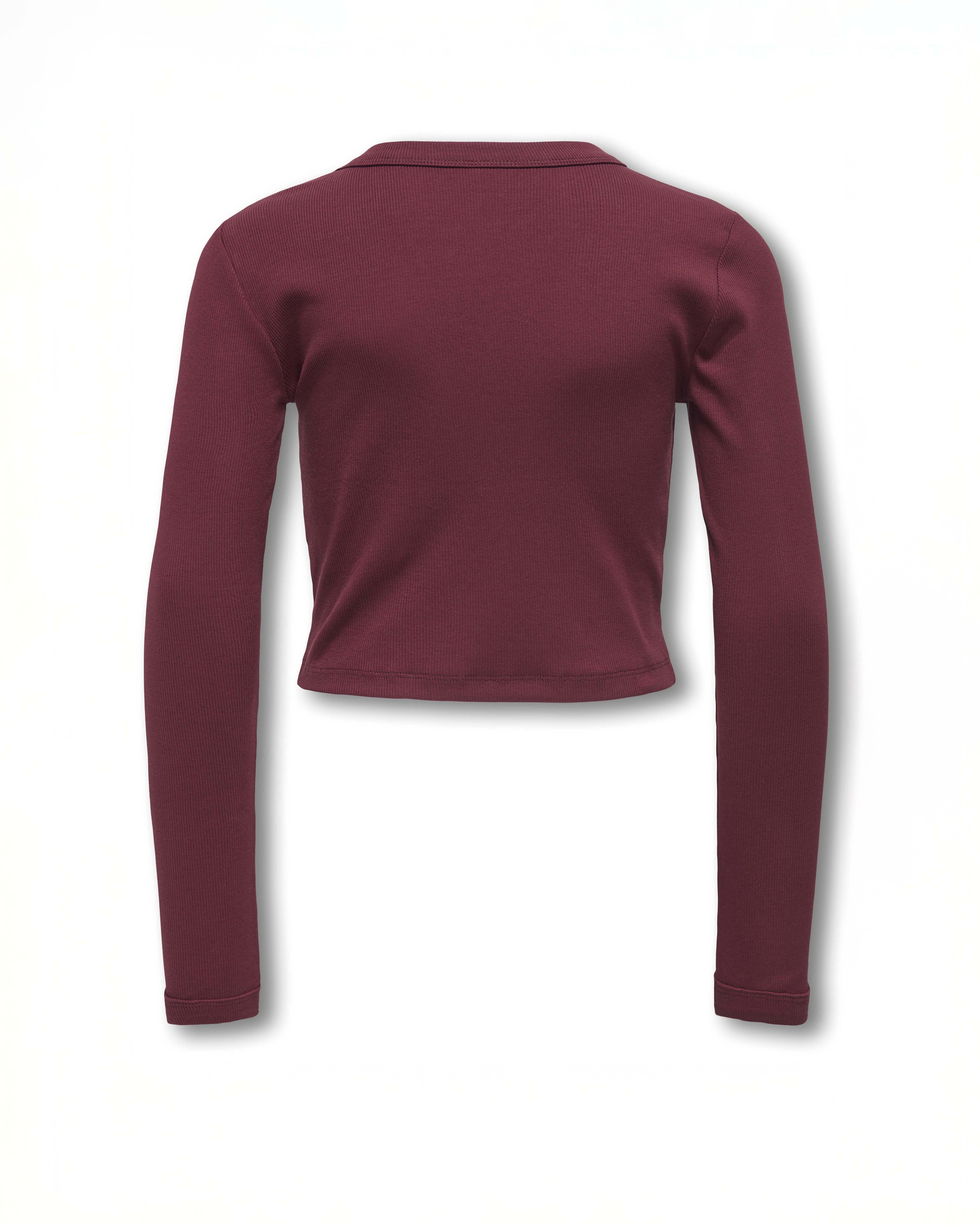 T-shirt Kids Only bordeaux in cotone stretch a maniche lunghe image