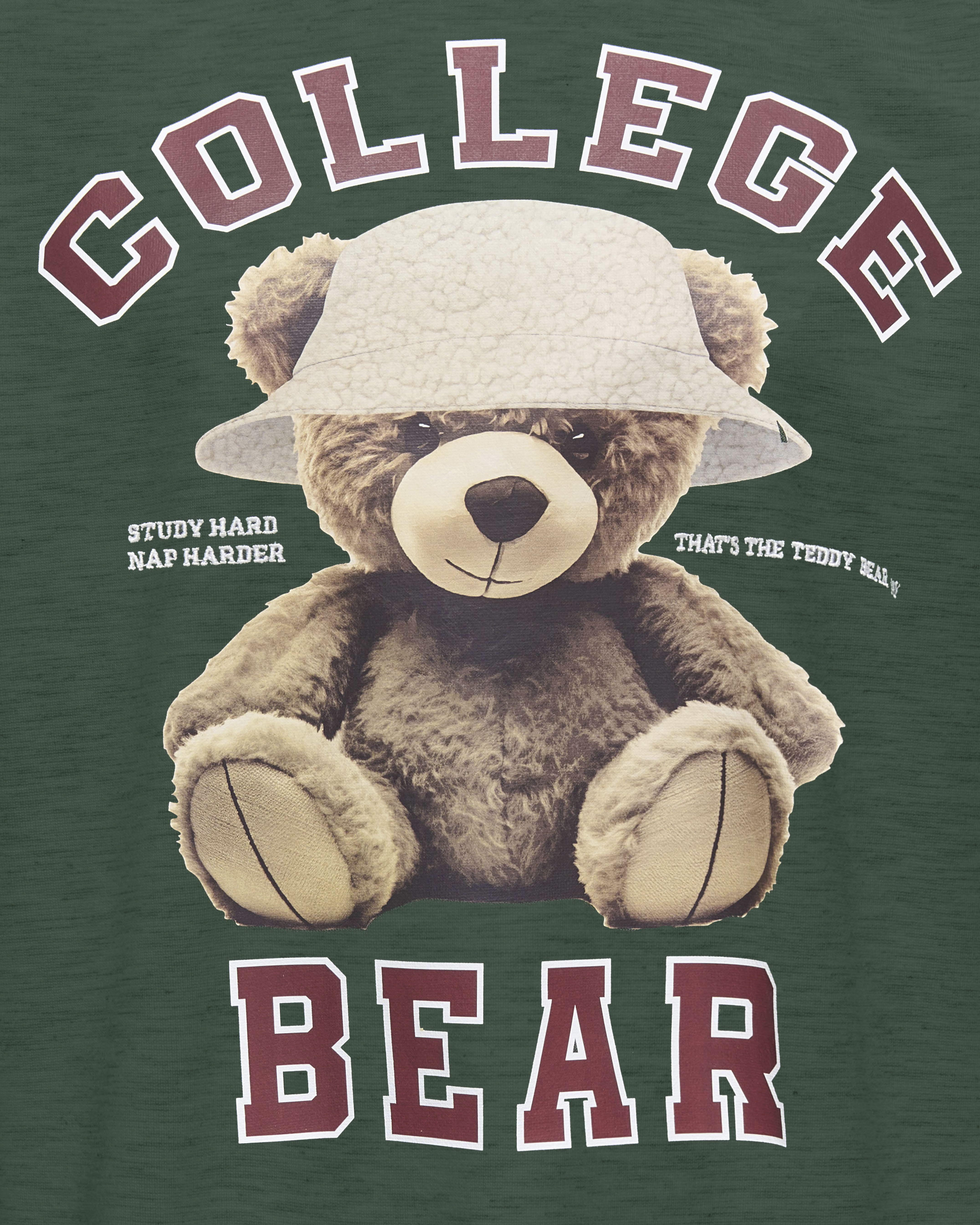 T-shirt Kids Only verde con orsetto College Bear image