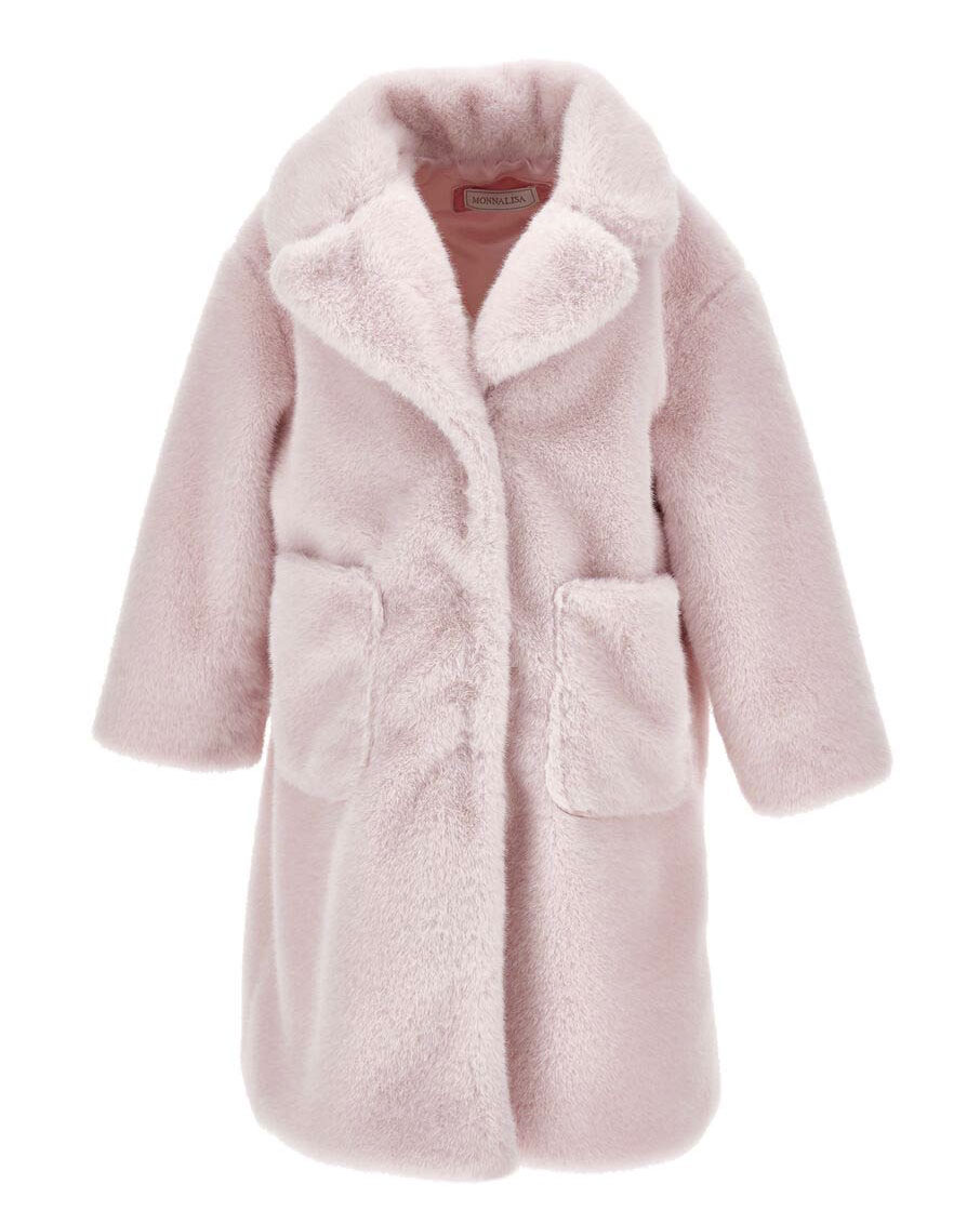 Pelliccia Monnalisa rosa con maxi tasche