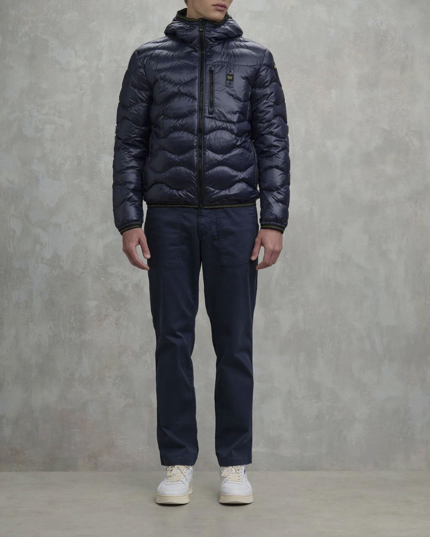 Blauer — Piumino Wave Blauer blu con cappuccio fisso e trapuntatura ad onde