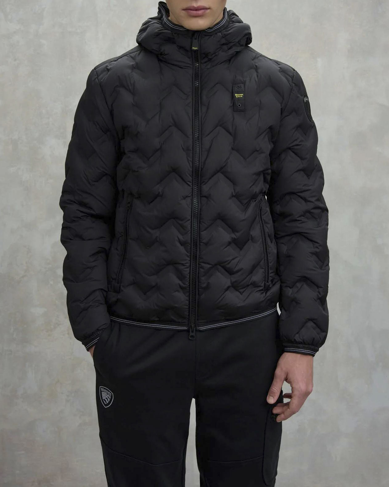 Piumino Piery Blauer nero con cappuccio fisso e trapuntatura spinata effetto 3D laserato image