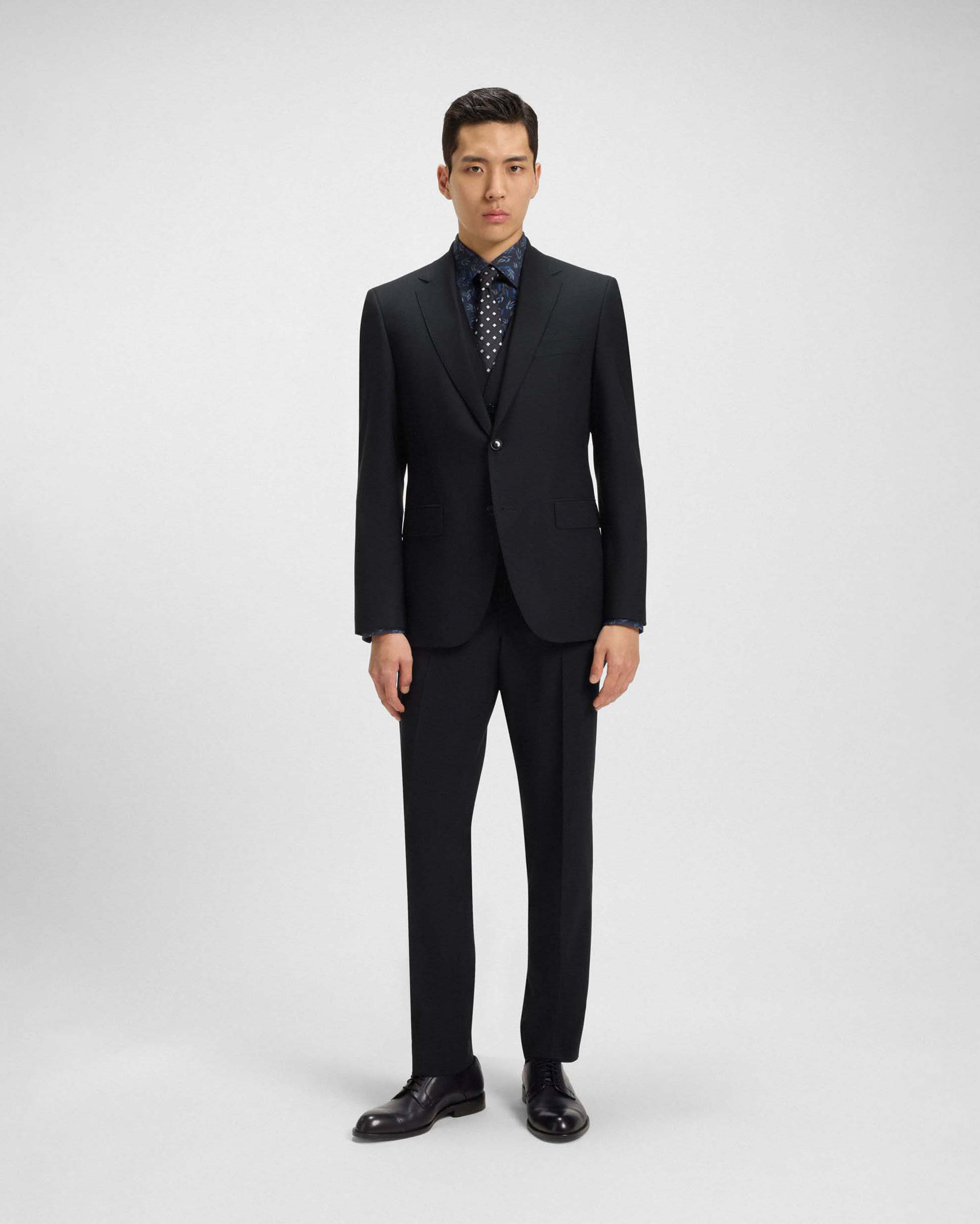 Abito Jeckson Boss blu con gilet in lana stretch con micro motivo soffuso