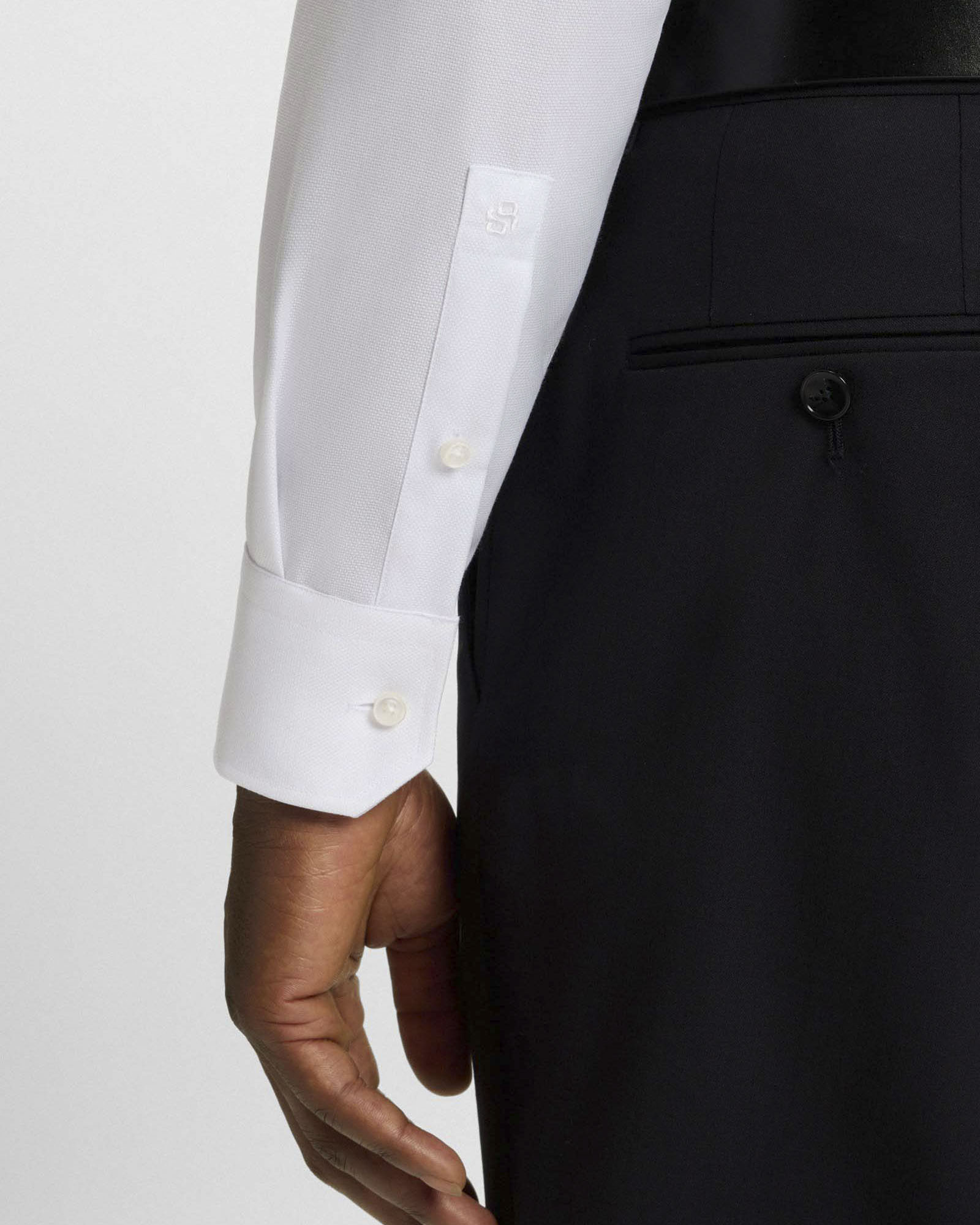 Camicia Spread Boss bianca in puro cotone Oxford con colletto aperto alla francese