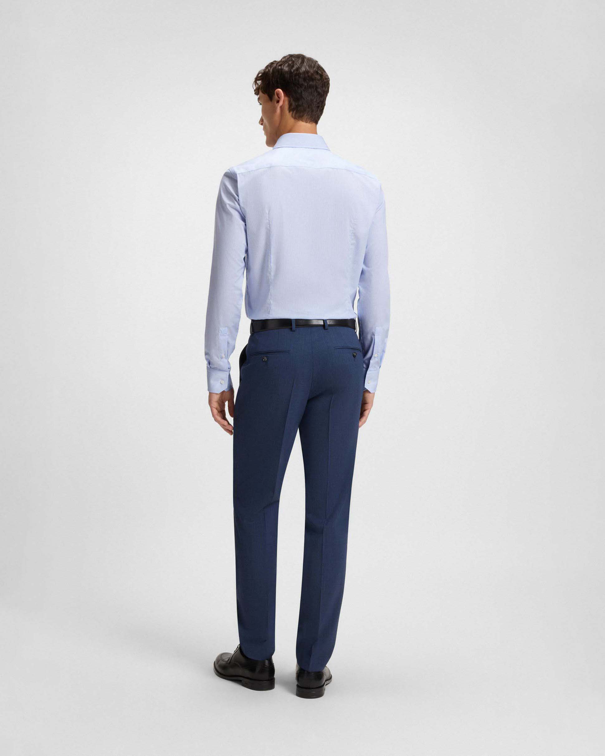 Camicia Spread Boss in twill di puro cotone a righine bianche e azzurre con colletto aperto alla francese image