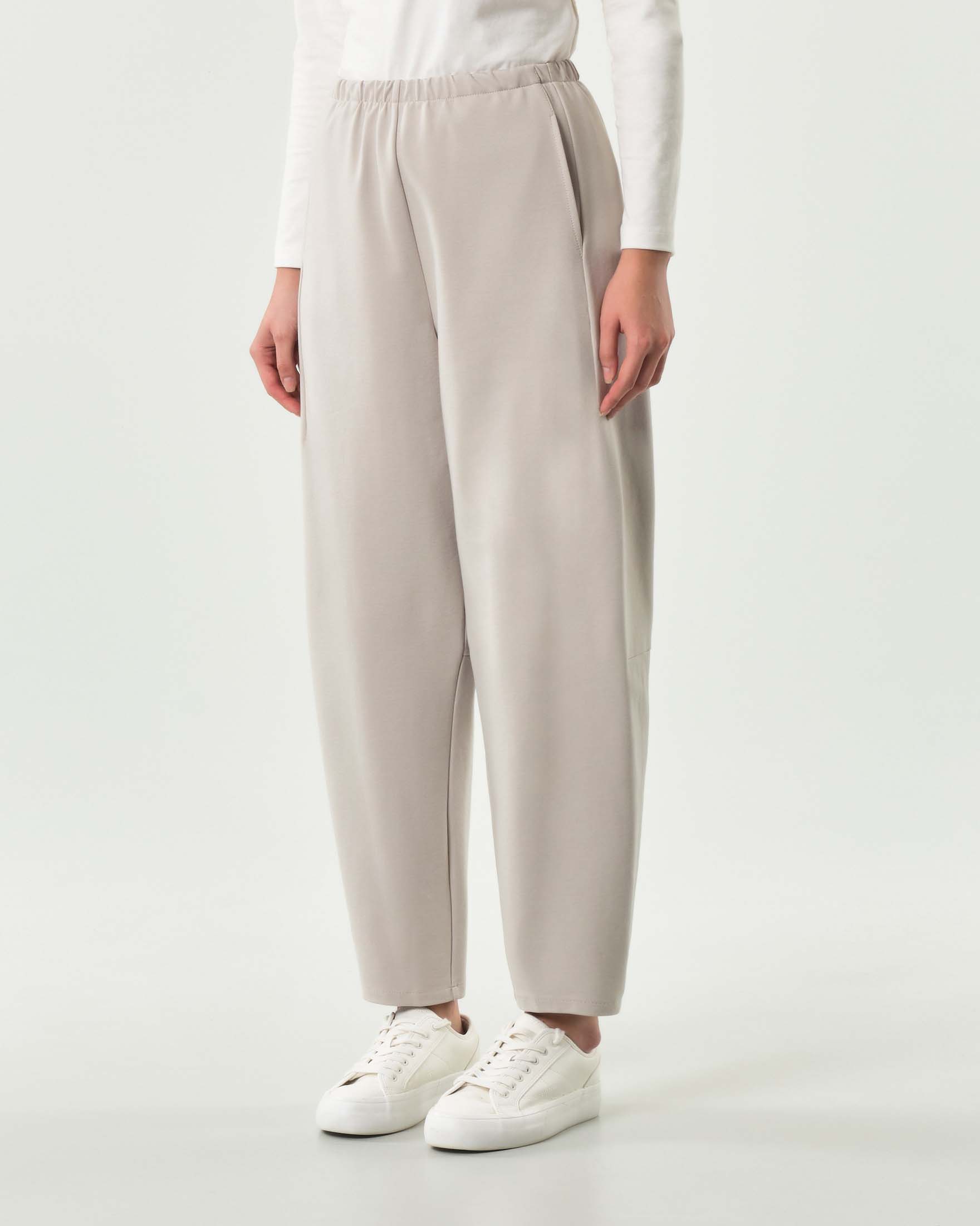 Pantaloni a pallocino Jurerê color ghiaccio in misto viscosa stretch punto Milano con elastico inserito in vita image