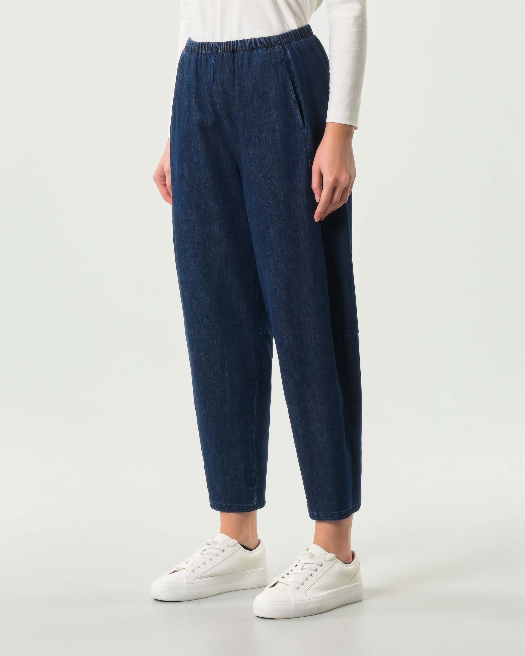 Jeans a palloncino blu Jurerê in misto cotone stretch con elastico inserito in vita image