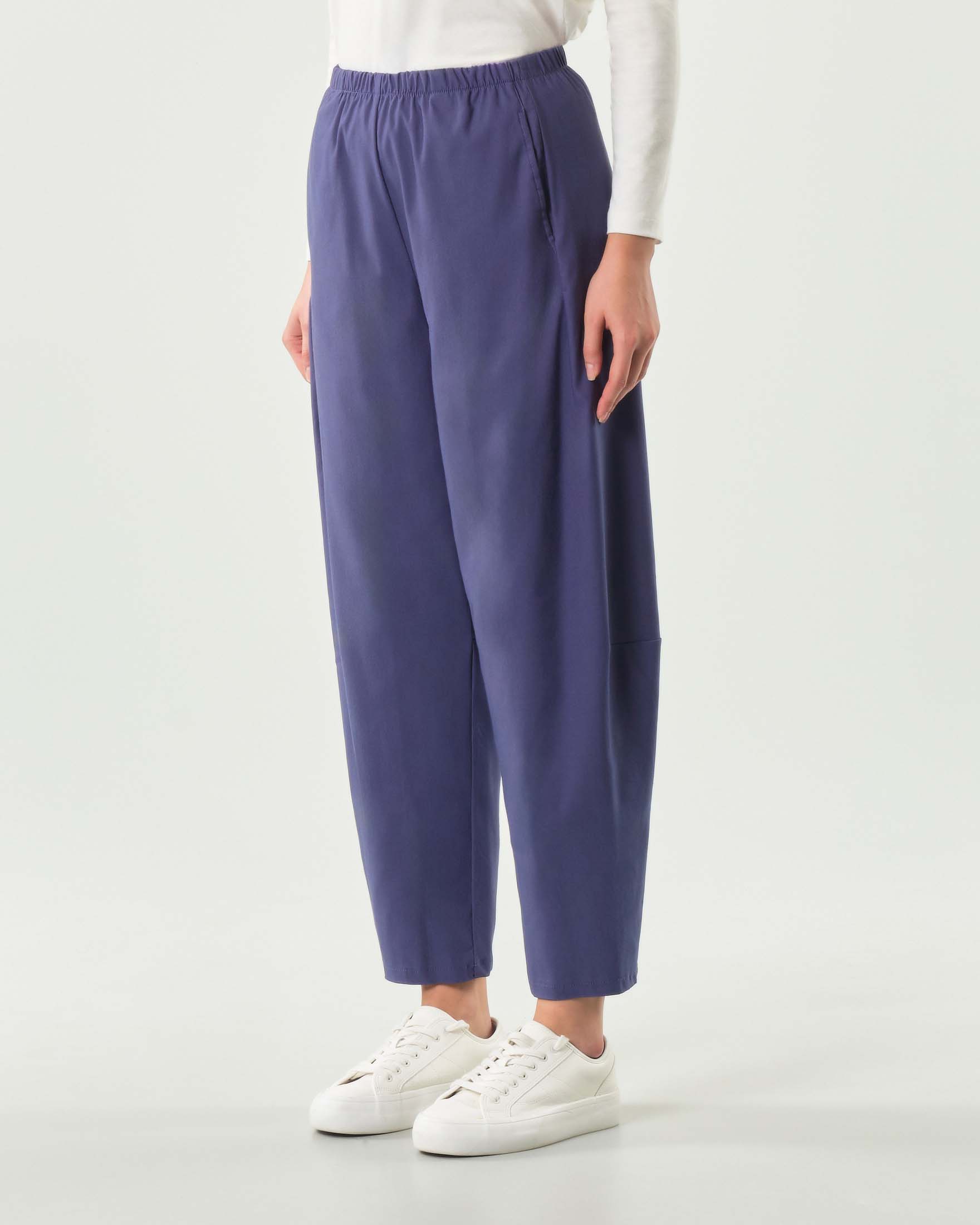 Pantaloni a pallocino Jurerê viola in bangalina di misto viscosa stretch con elastico inserito in vita image