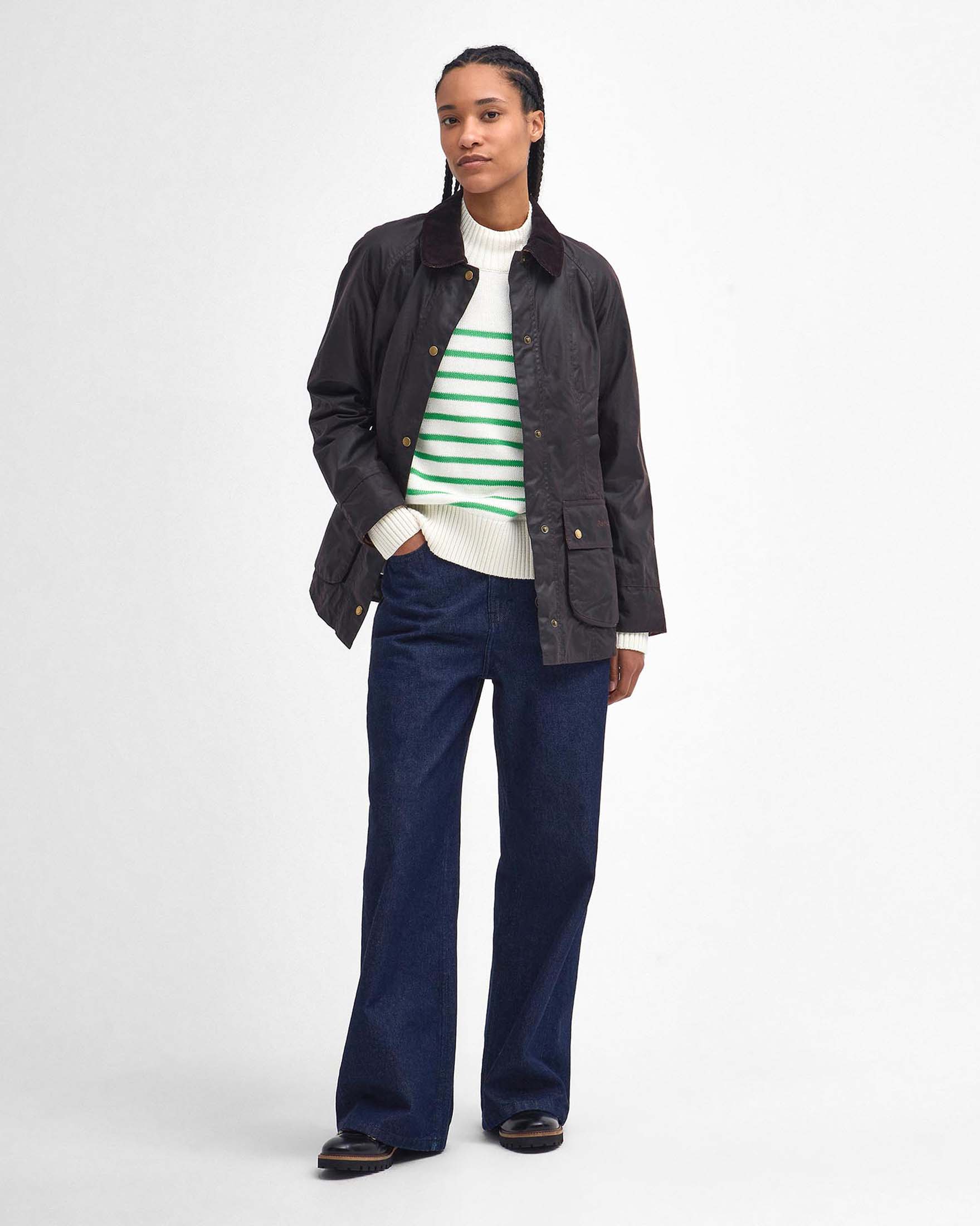 Giacca Classic Beadnell Barbour color testa di moro in cotone cerato e colletto in velluto a costine image