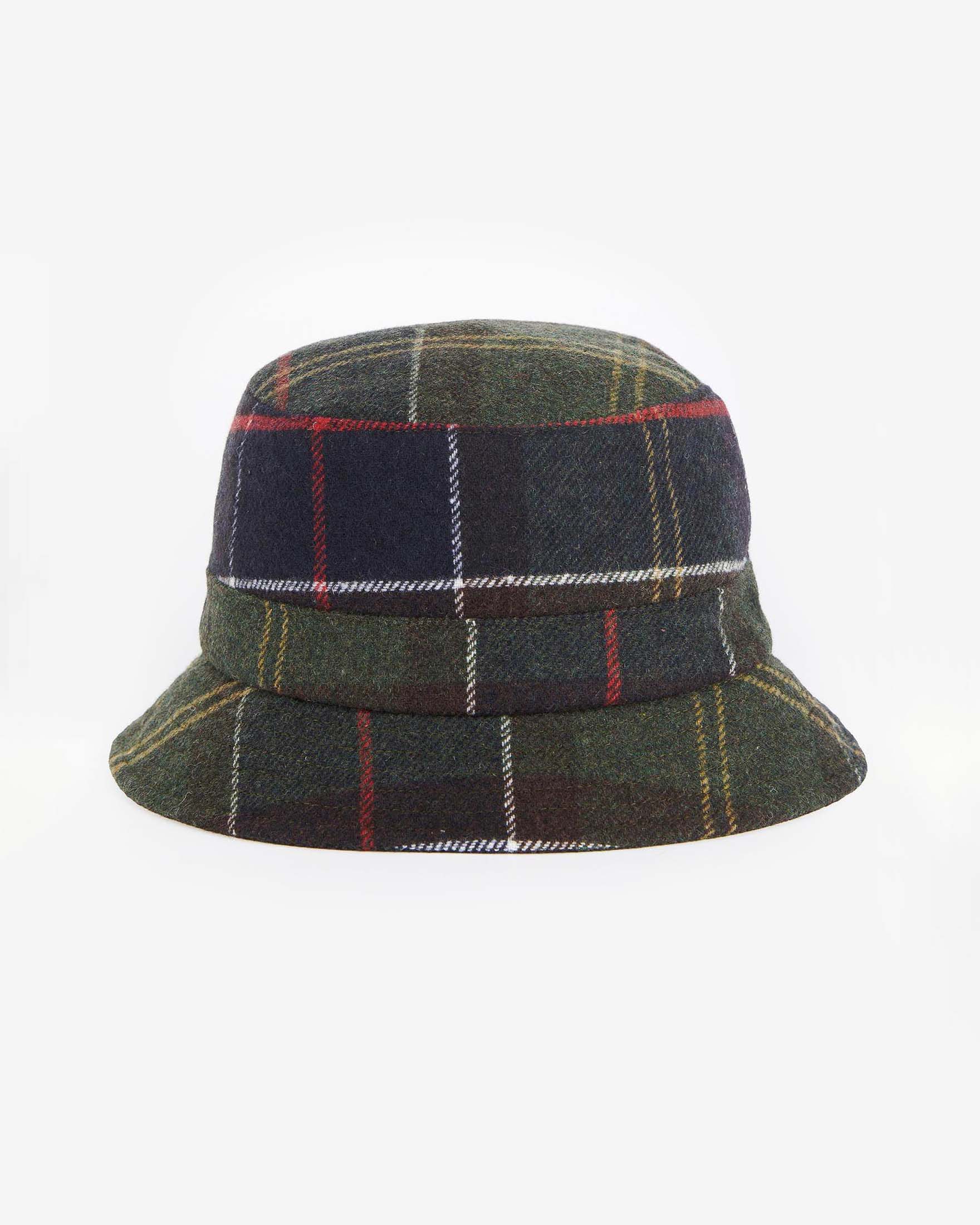 Bucket hat Heidi Barbour verde a fantasia tartan in misto lana