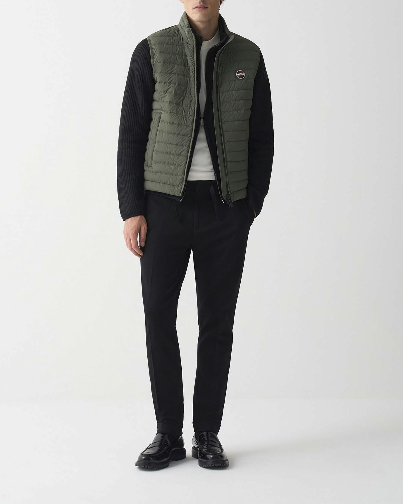 Colmar Originals — Piumino gilet Colmar Originals verde militare in nylon crinkle imbottito in piuma