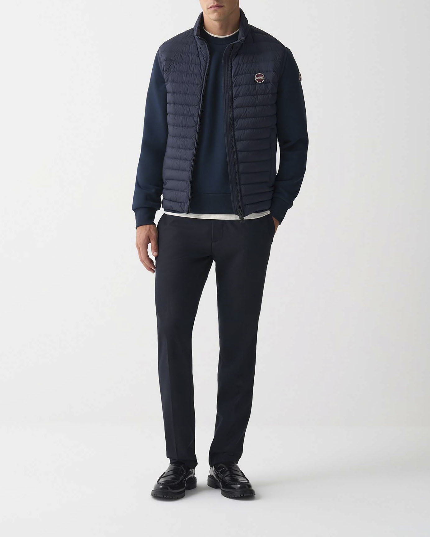 Piumino gilet Colmar Originals blu in nylon crinkle imbottito in piuma